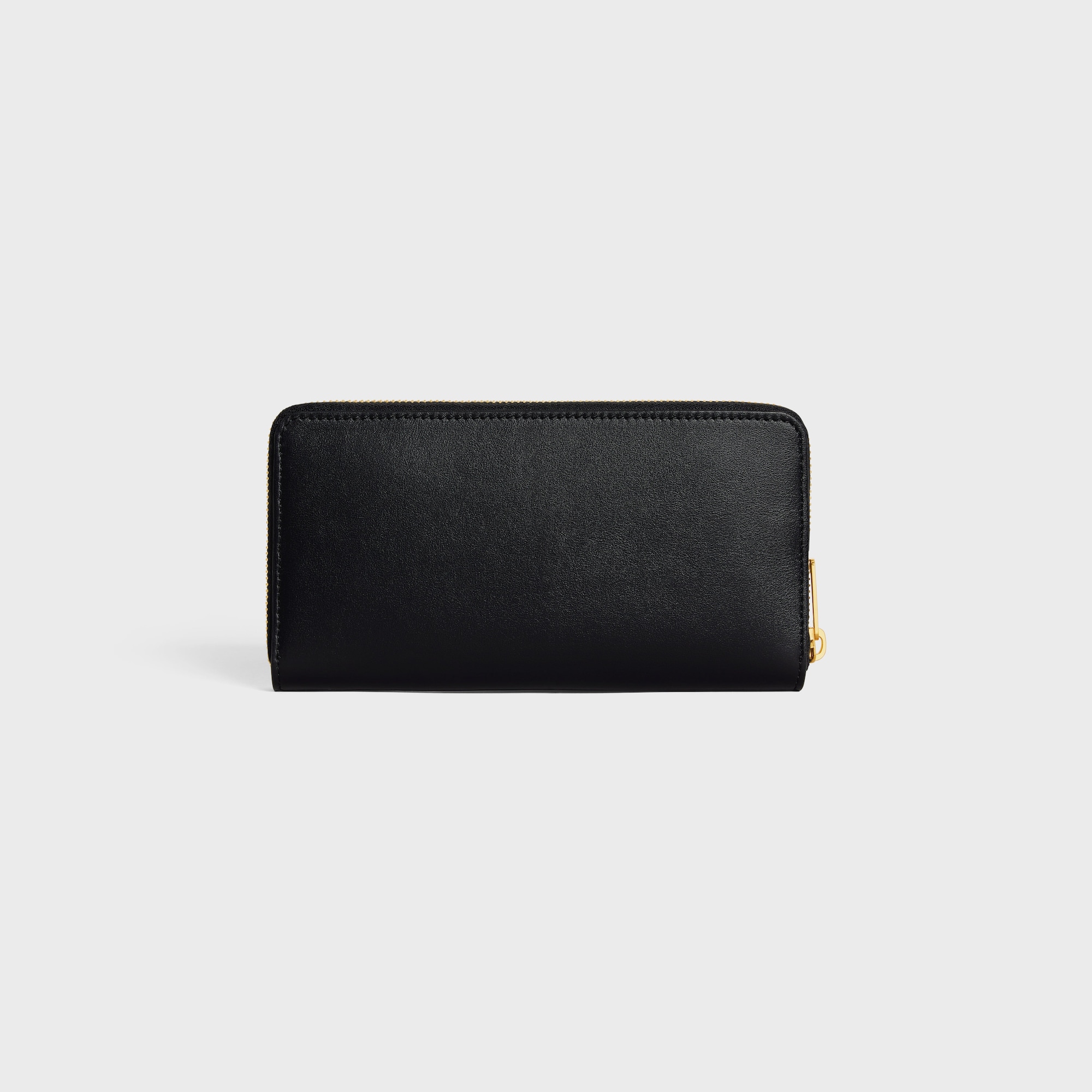 Replicate LARGE ZIPPED WALLET CUIR TRIOMPHE IN SMOOTH CALFSKIN BLACK(1:1 replica)