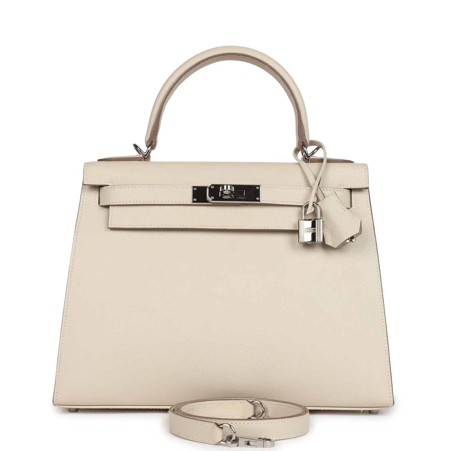 Replicate Hermes Kelly Sellier 28 Craie Epsom Palladium Hardware(1:1 replica)