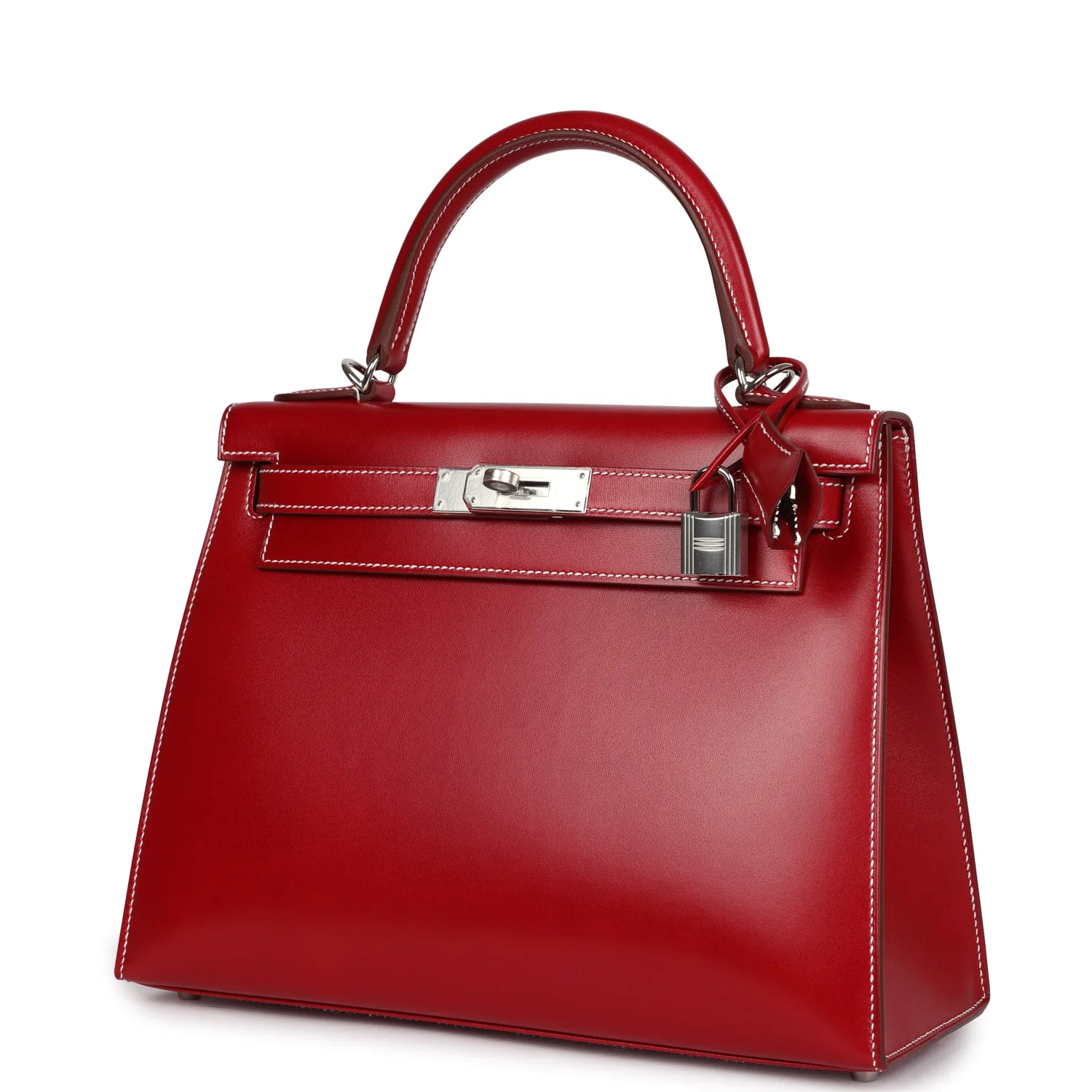 Replicate Hermes Kelly Sellier 28 Rouge Piment Box Palladium Hardware(1:1 replica)