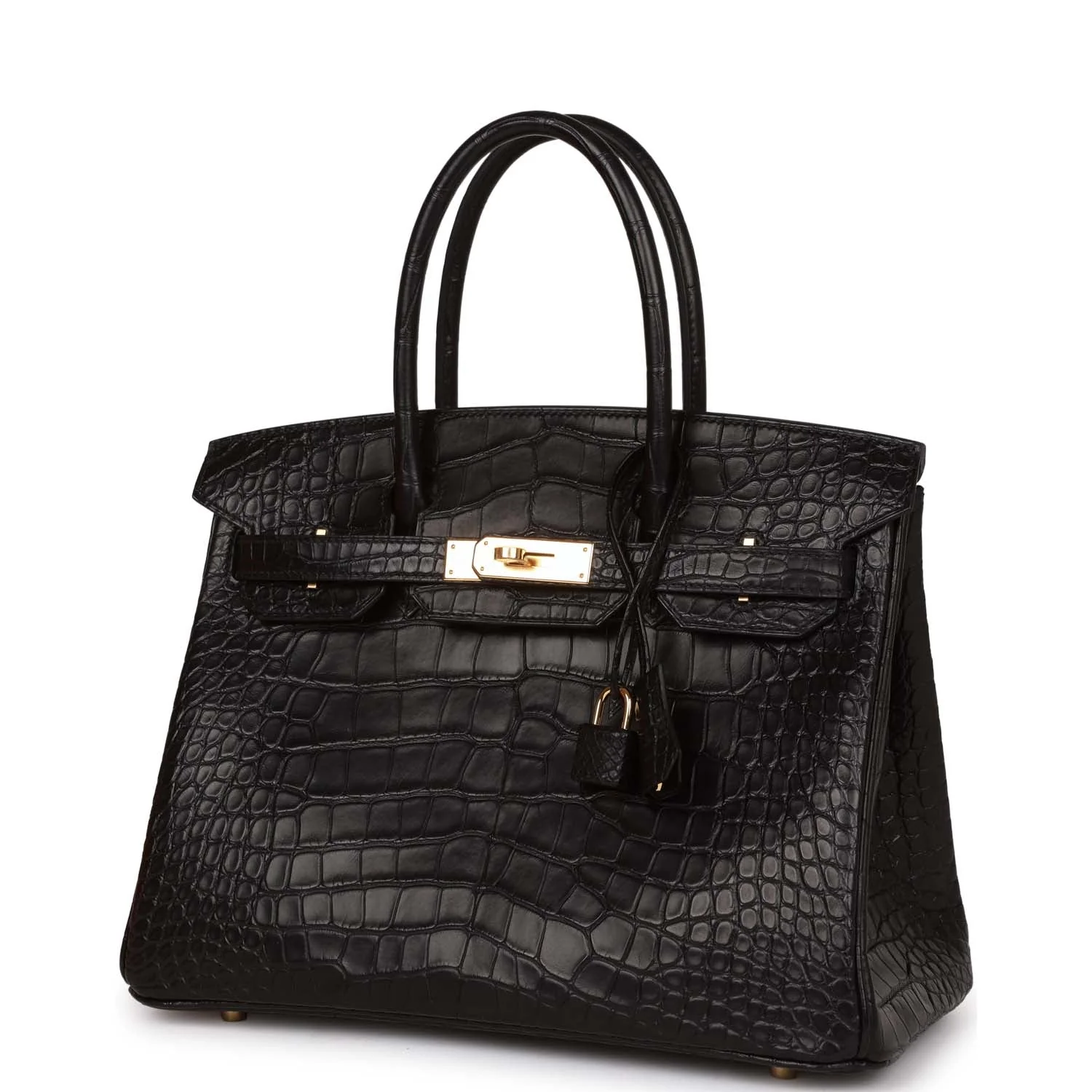 Replicate Hermes Birkin 30 Black Matte Alligator Gold Hardware(1:1 replica)