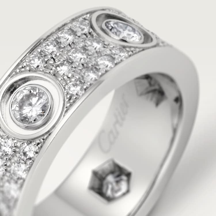 Replicate LOVE ring, classic model, paved, 6 diamonds(1:1 replica)