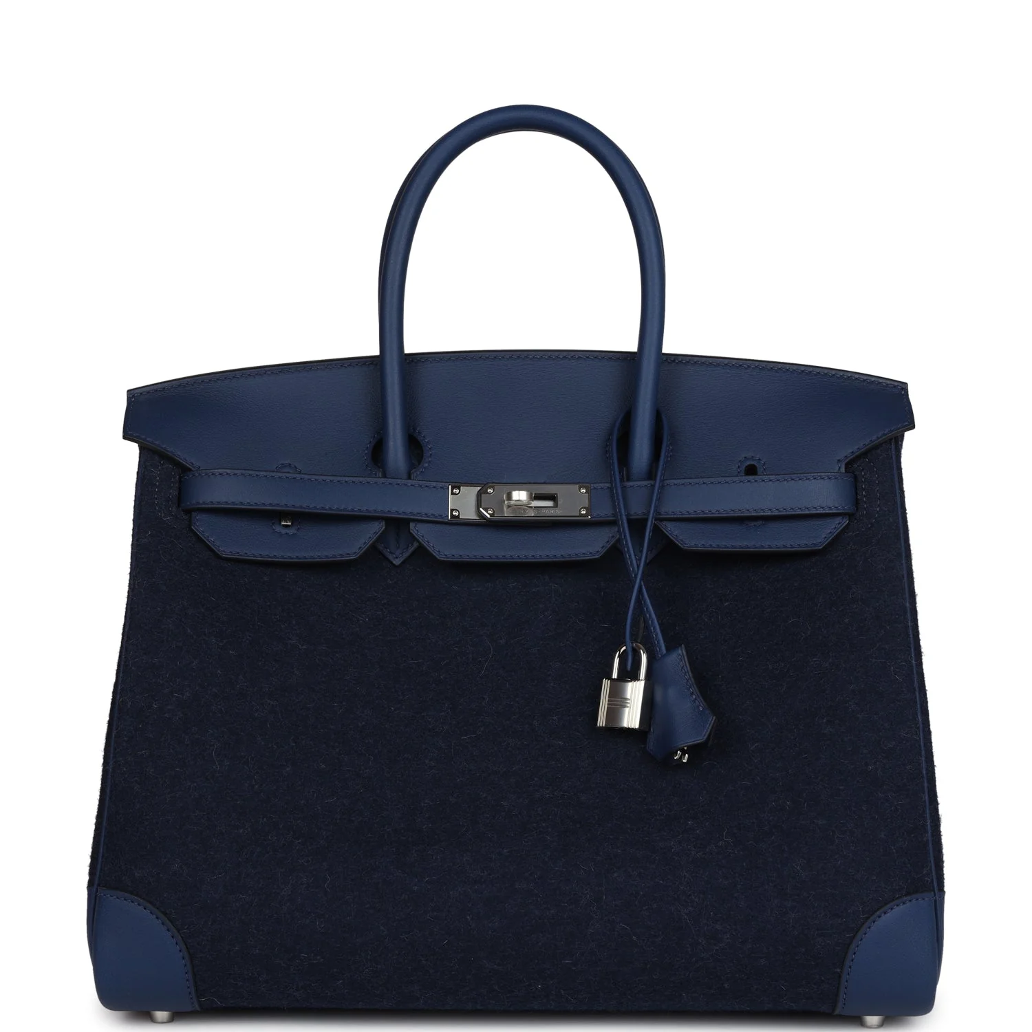 Replicate Hermes Birkin 35 Bleu Nuit Feutre Wool and Bleu De Malte Swift Palladium Hardware(1:1 replica)