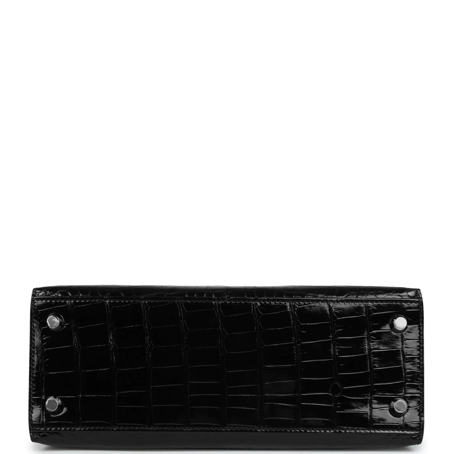 Replicate Hermes Kelly Sellier 25 Black Shiny Alligator Gold Hardware(1:1 replica)