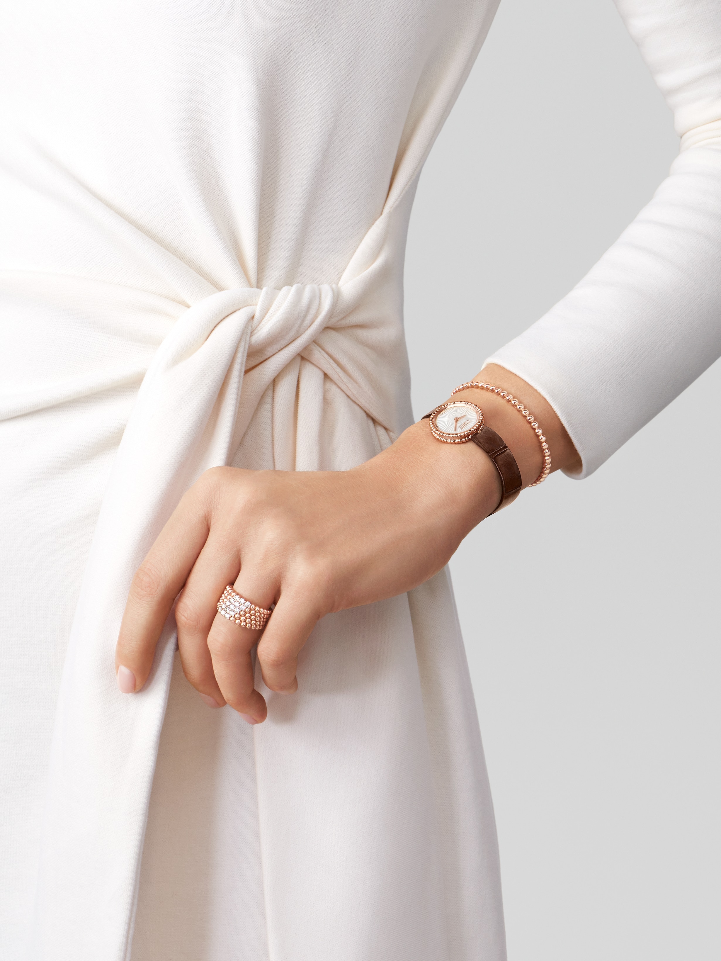 Replicate Perlée diamonds ring, 5 rows(1:1 replica)