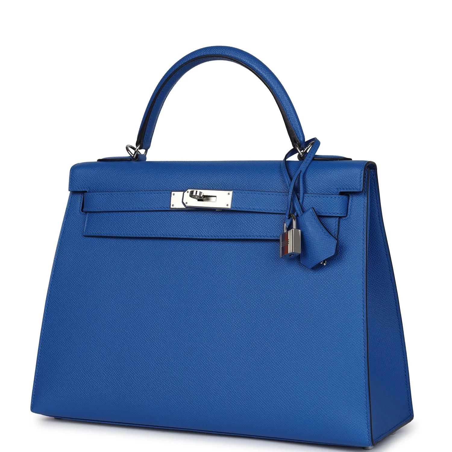 Replicate Hermes Kelly Sellier 32 Bleu France Epsom Palladium Hardware(1:1 replica)