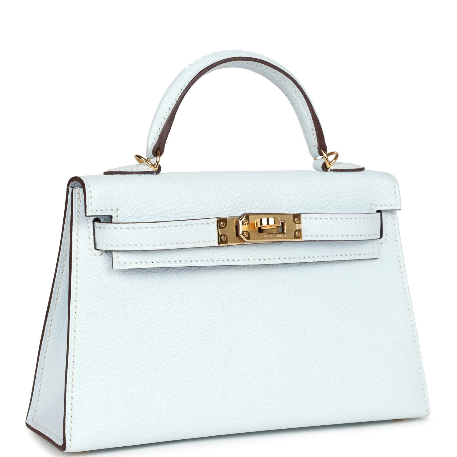 Replicate Hermes Kelly Sellier 20 Bleu Brume Chevre Gold Hardware(1:1 replica)