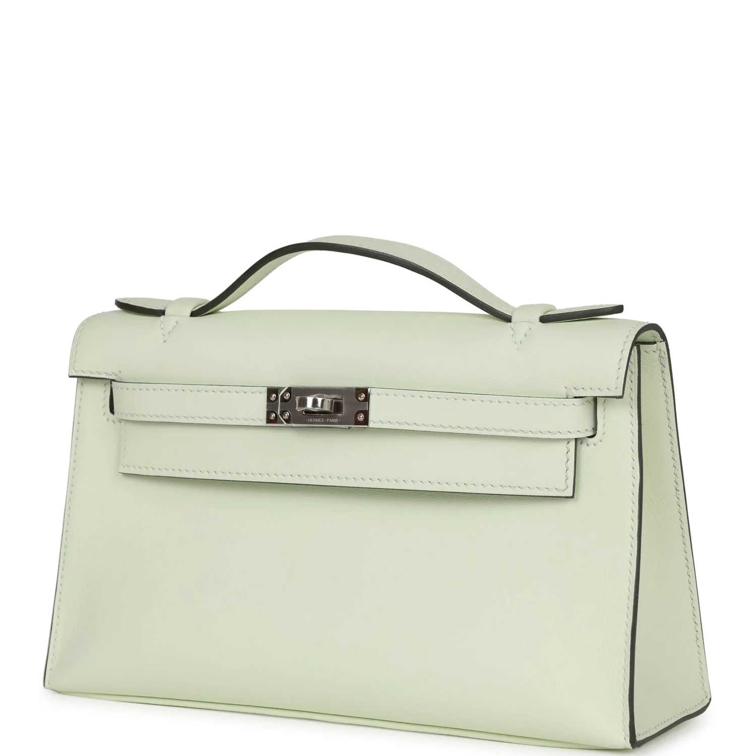 Replicate Hermes Kelly Pochette Vert Fizz Swift Palladium Hardware(1:1 replica)