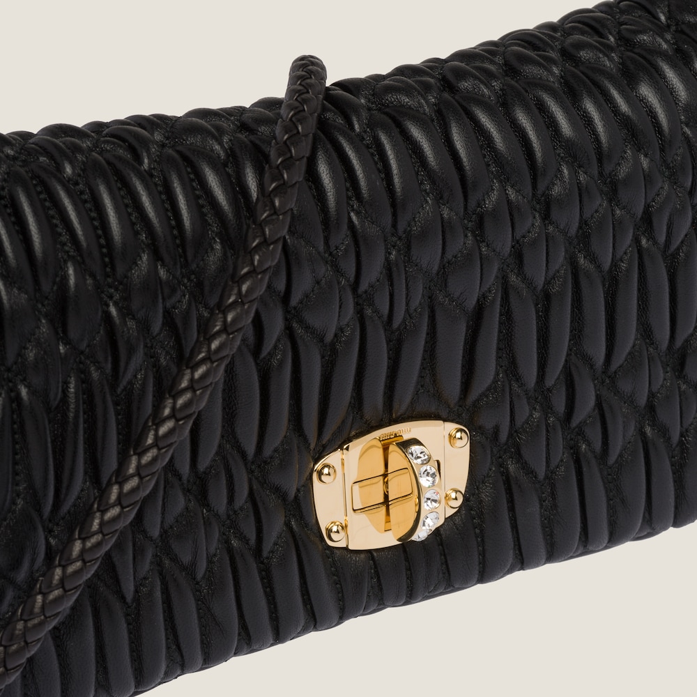Replicate Miu Crystal Cloqué Nappa leather bag(1:1 replica)