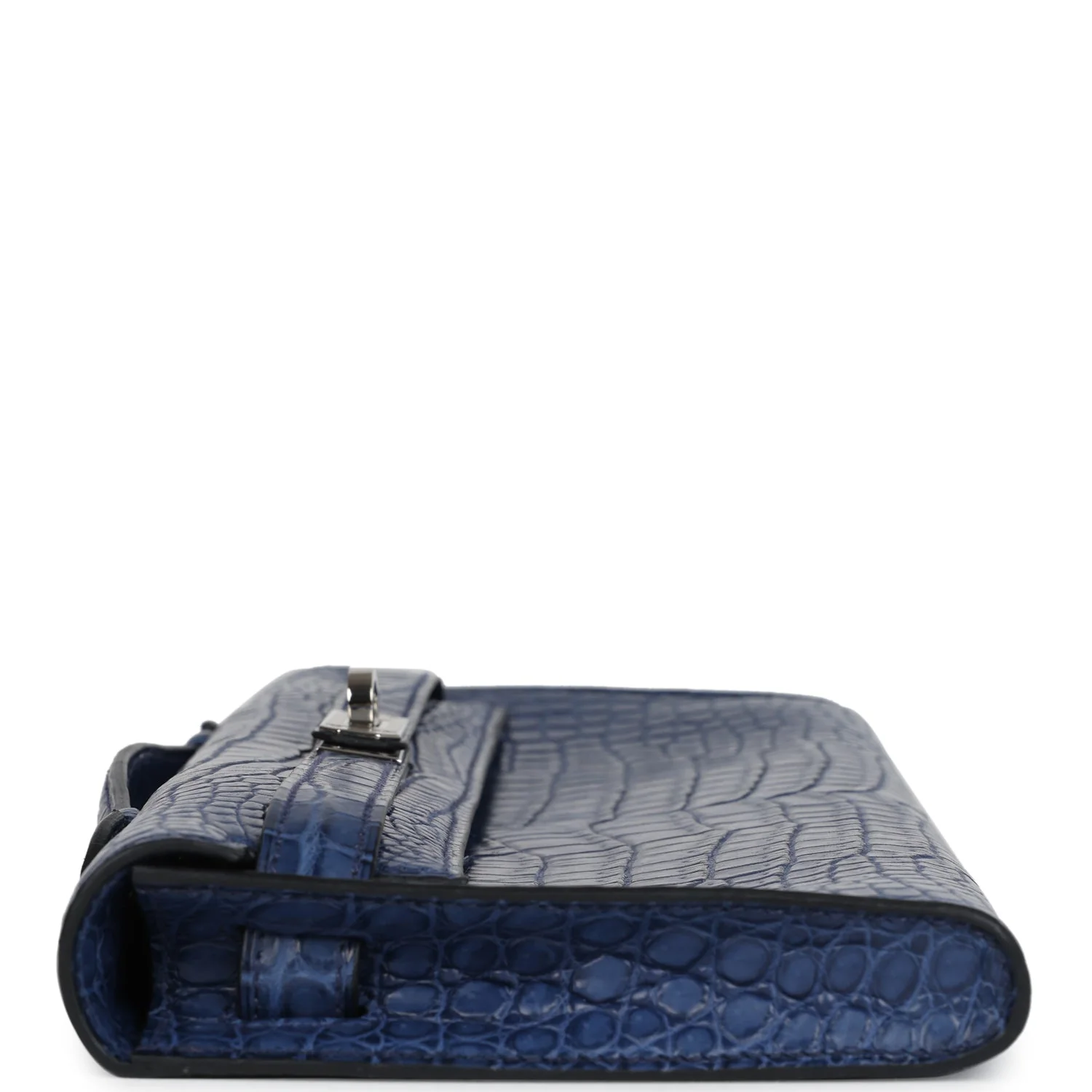 Replicate Hermes Kelly Cut Bleu De Malte Matte Porosus Crocodile Palladium Hardware(1:1 replica)