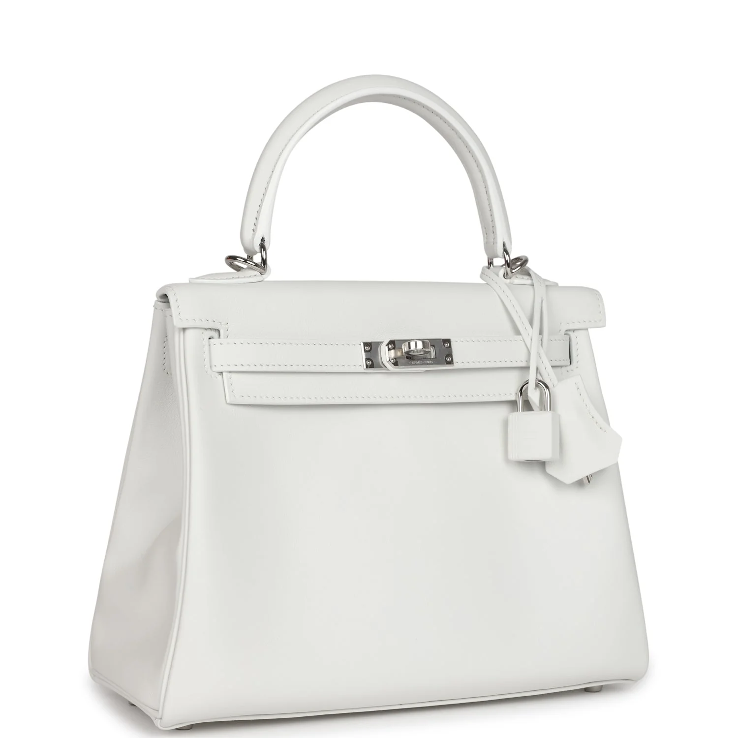 Replicate Hermes Kelly Retourne 25 New White Swift Palladium Hardware(1:1 replica)