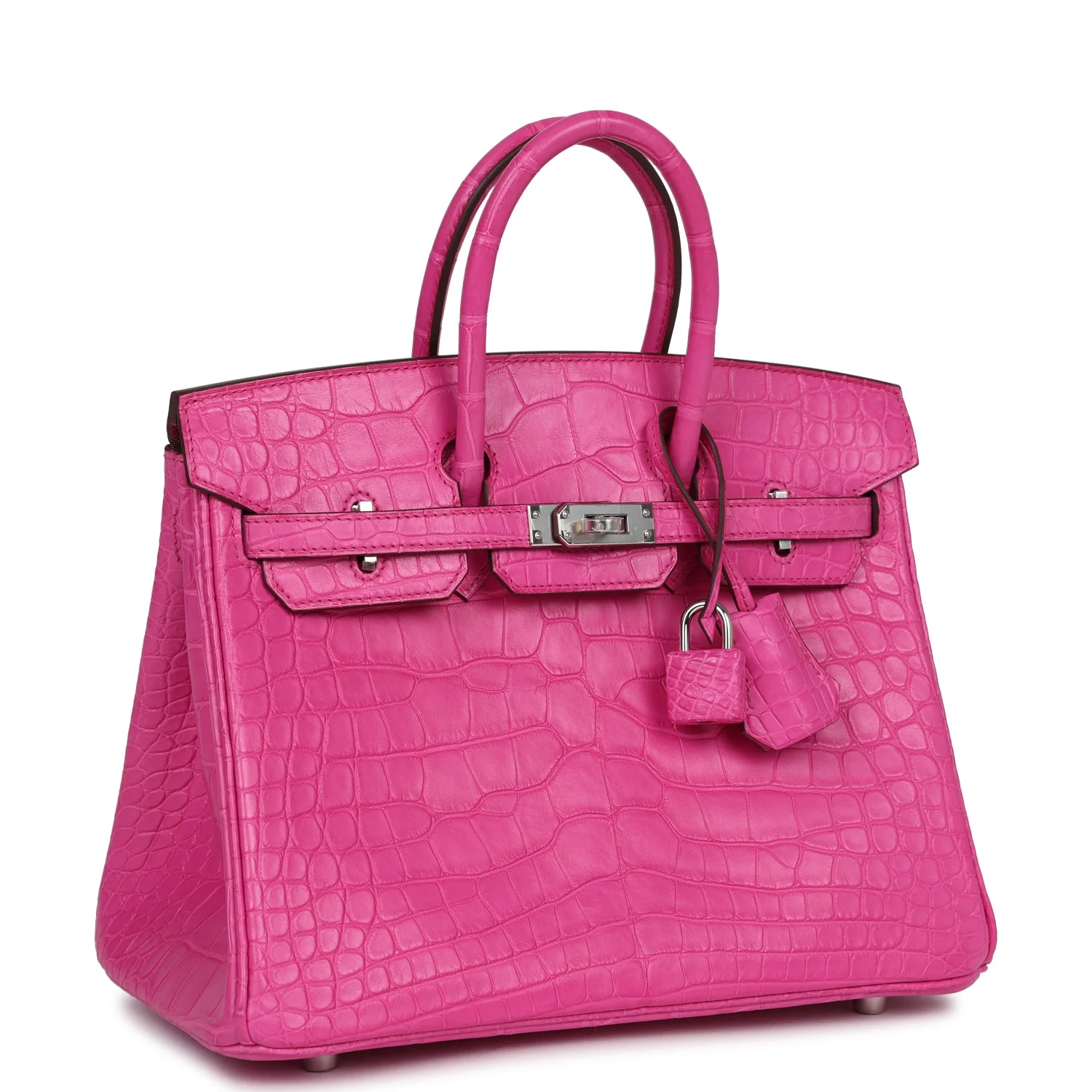 Replicate Hermes Birkin 25 Rose Shocking Matte Alligator Palladium Hardware(1:1 replica)