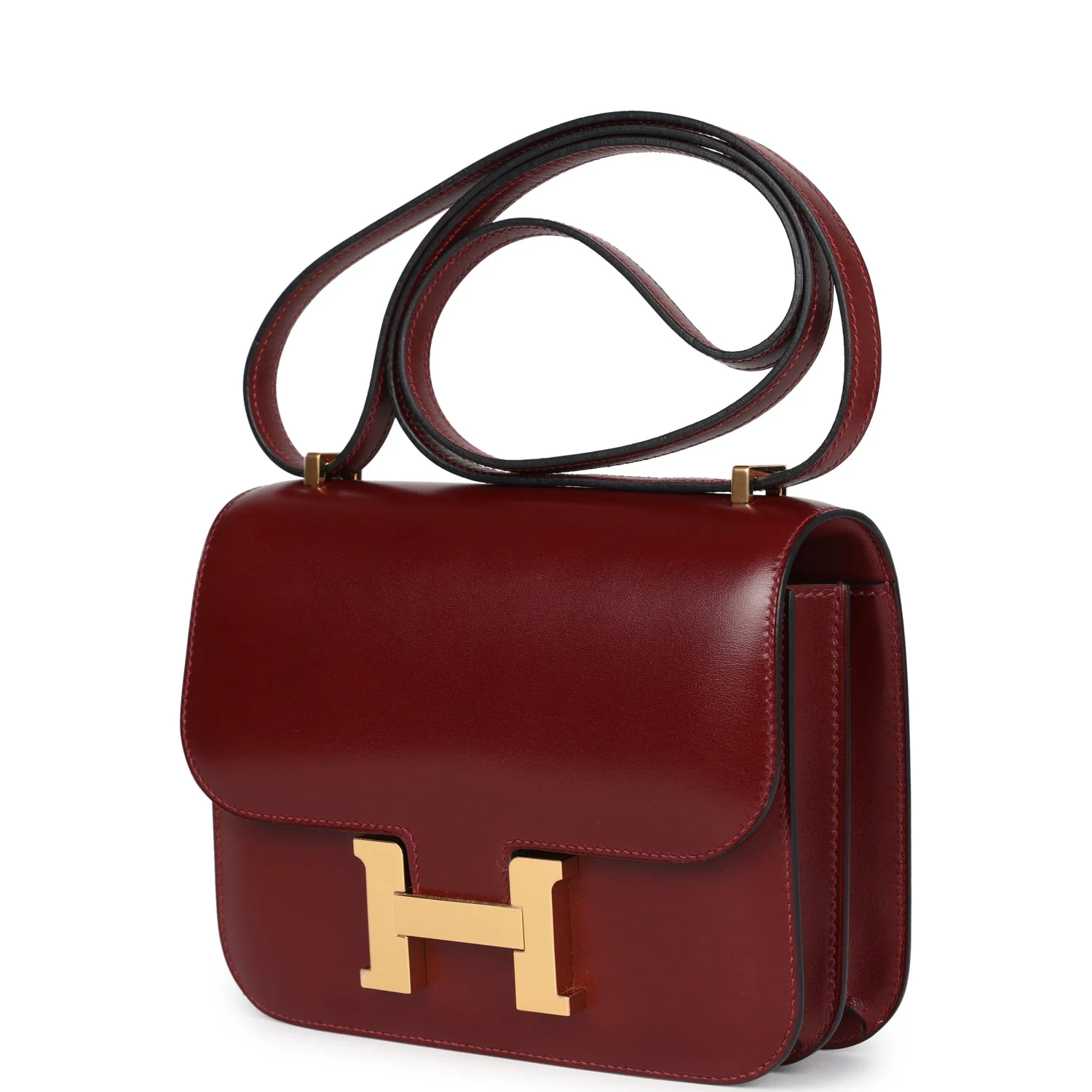 Replicate Hermes Constance 18 Rouge H Box Calfskin Gold Hardware(1:1 replica)