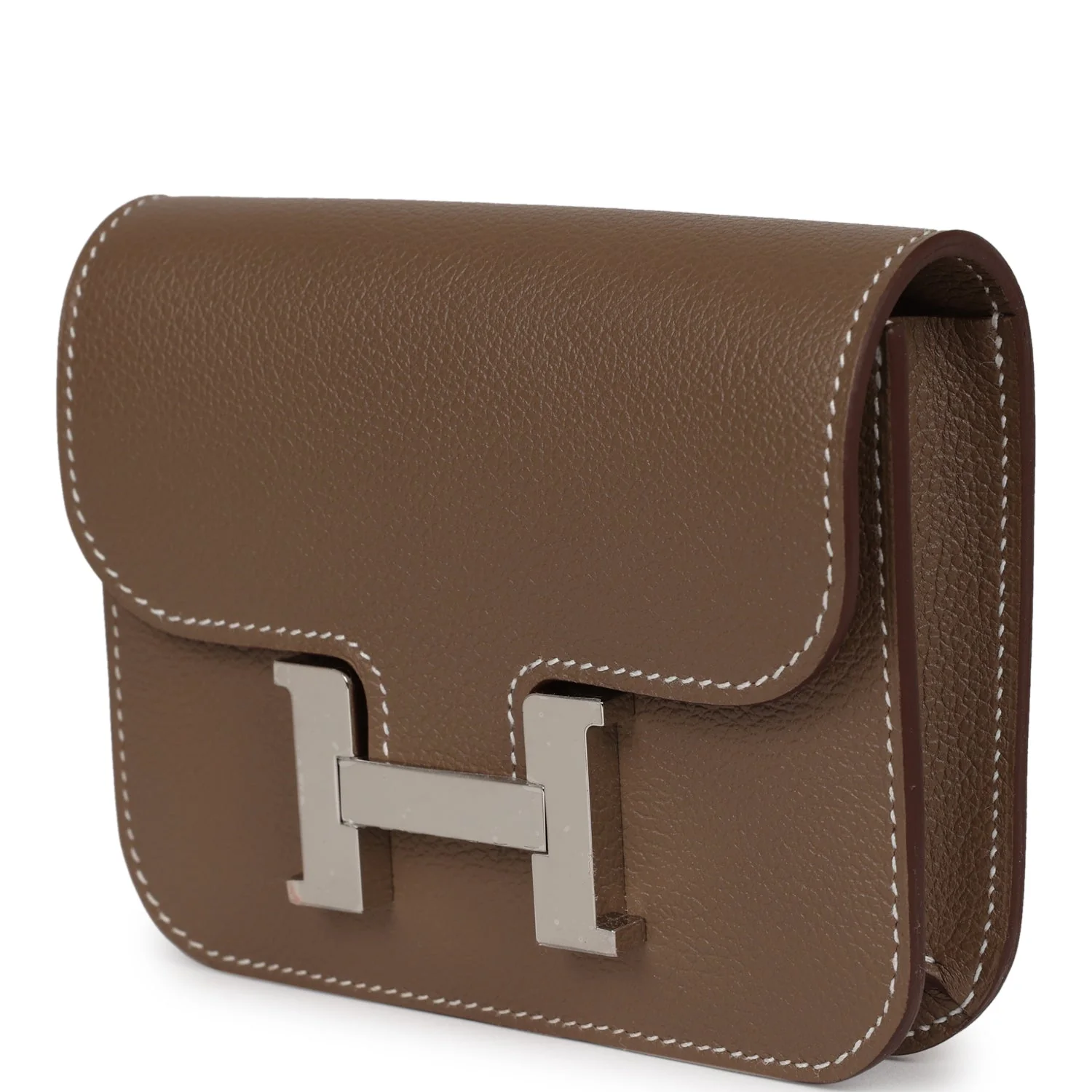 Replicate Hermes Constance Slim Wallet Etoupe Evercolor Palladium Hardware(1:1 replica)