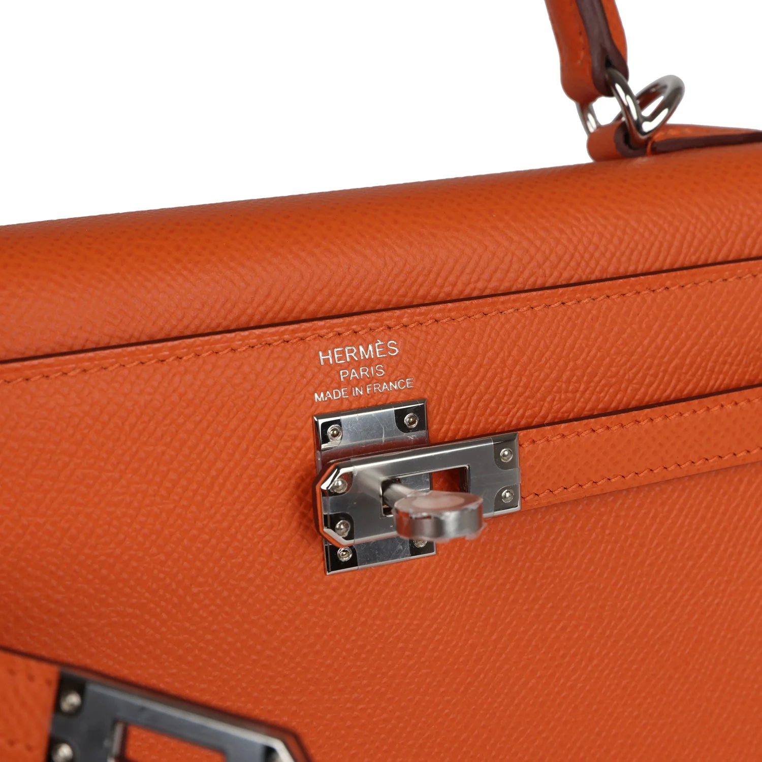 Replicate Hermes Kelly Sellier 25 Orange Epsom Palladium Hardware(1:1 replica)