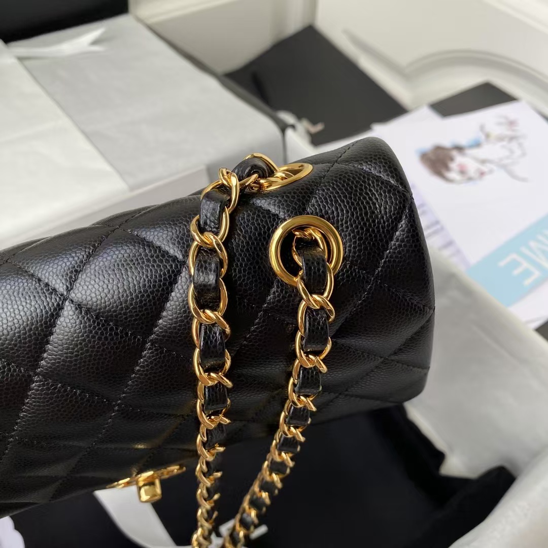 Replicate Chanel Small Classic Handbag Caviar Gold Hardware(1:1 replica)