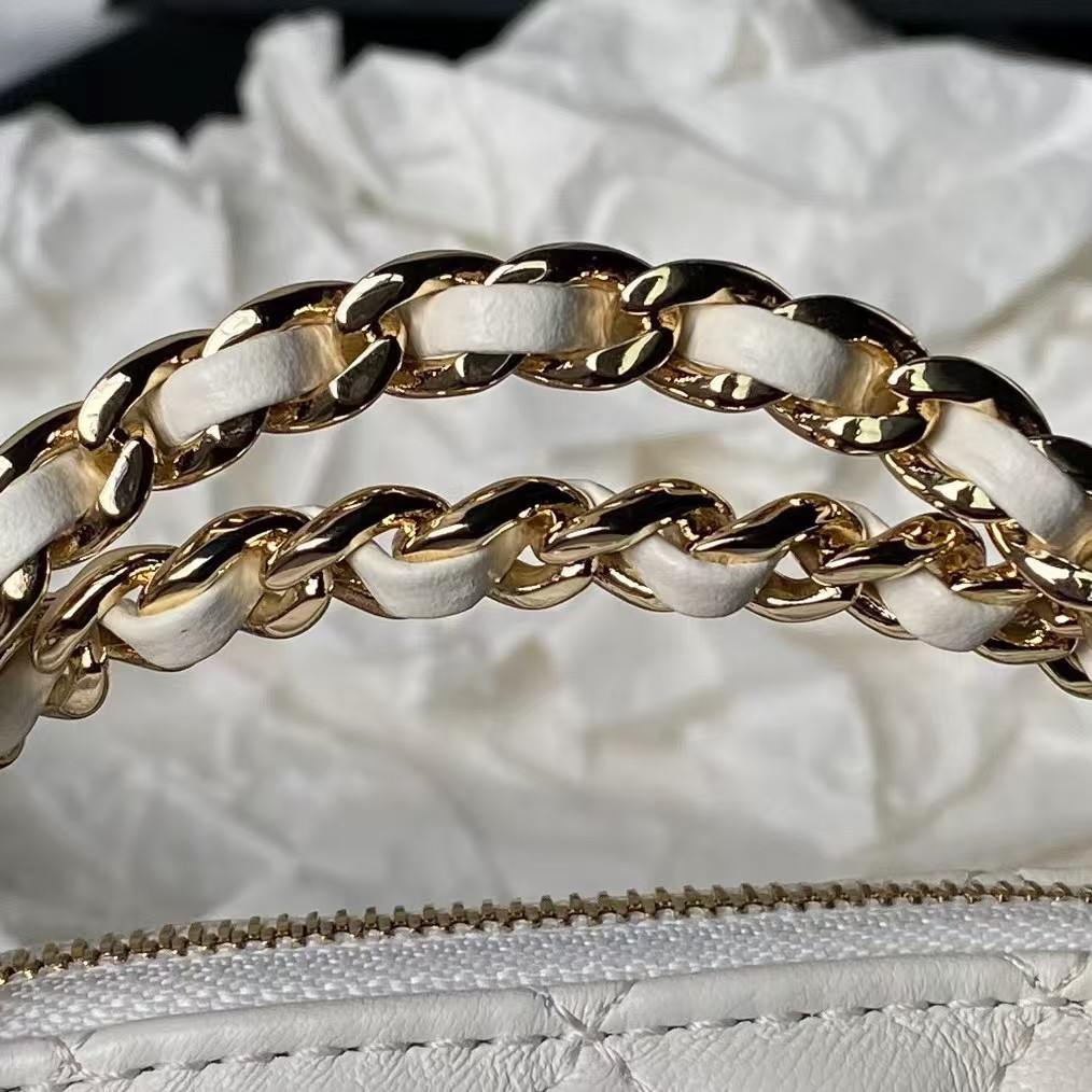 Replicate Chanel 24B AP3354 Calfskin Chain Clutch White(1:1 replica)
