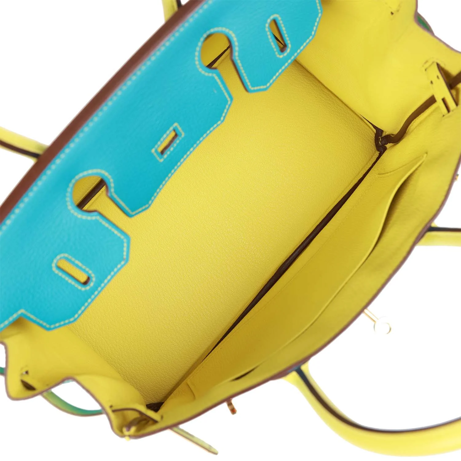 Replicate Hermes Special Order (HSS) Birkin 30 Bleu Turquoise and Lime Chevre Gold Hardware(1:1 replica)