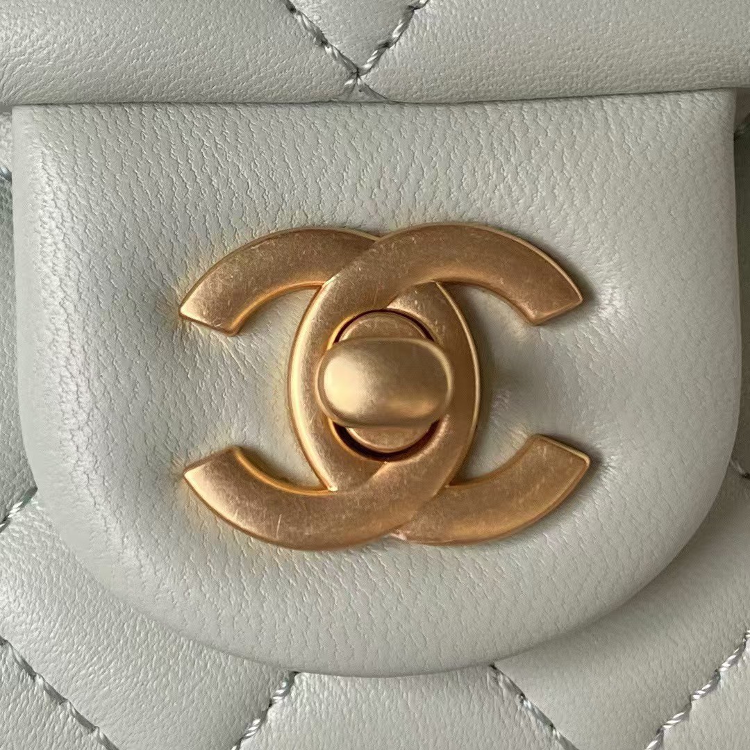 Replicate Chanel 23S AS4041 Mini Camellia Embossed Rectangular Flap Bag Antique Gold Hardware Light Green(1:1 replica)