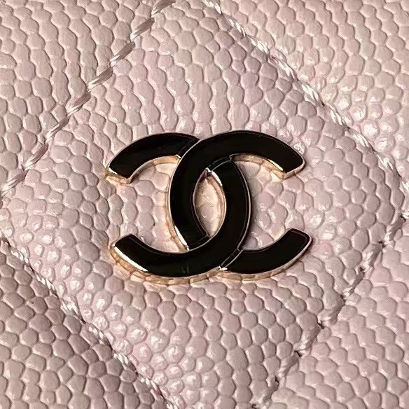 Replicate Chanel 24S AP4000 Mini Clutch with Chain Crossbody Bag Light Pink Caviar Light Gold Hardware(1:1 replica)