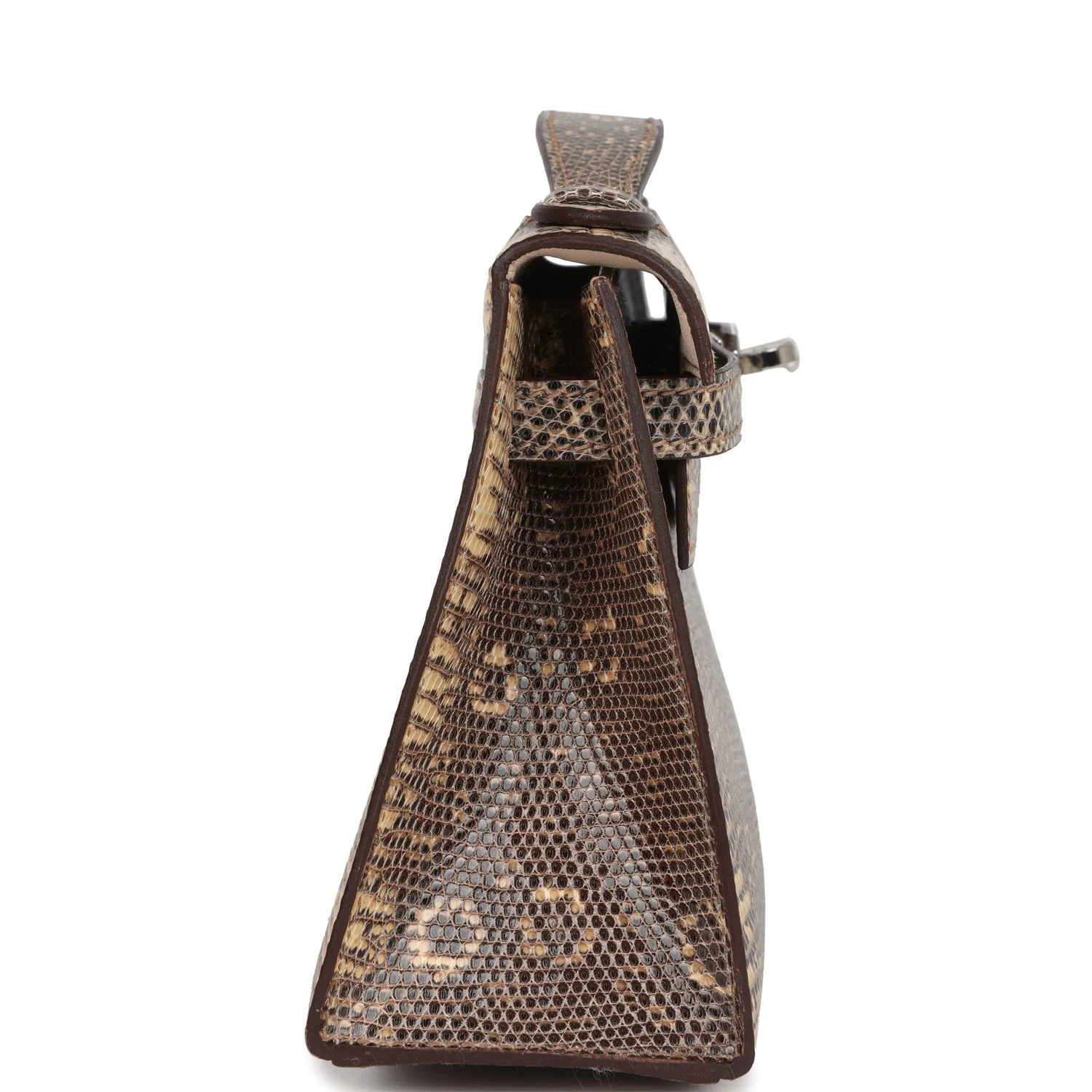 Replicate Hermes Kelly Pochette Desert Varanus Salvator Lizard Palladium Hardware(1:1 replica)