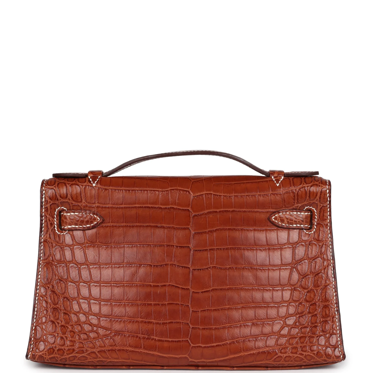 Replicate Hermes Kelly Pochette Fauve Matte Niloticus Crocodile Ruthenium Hardware(1:1 replica)