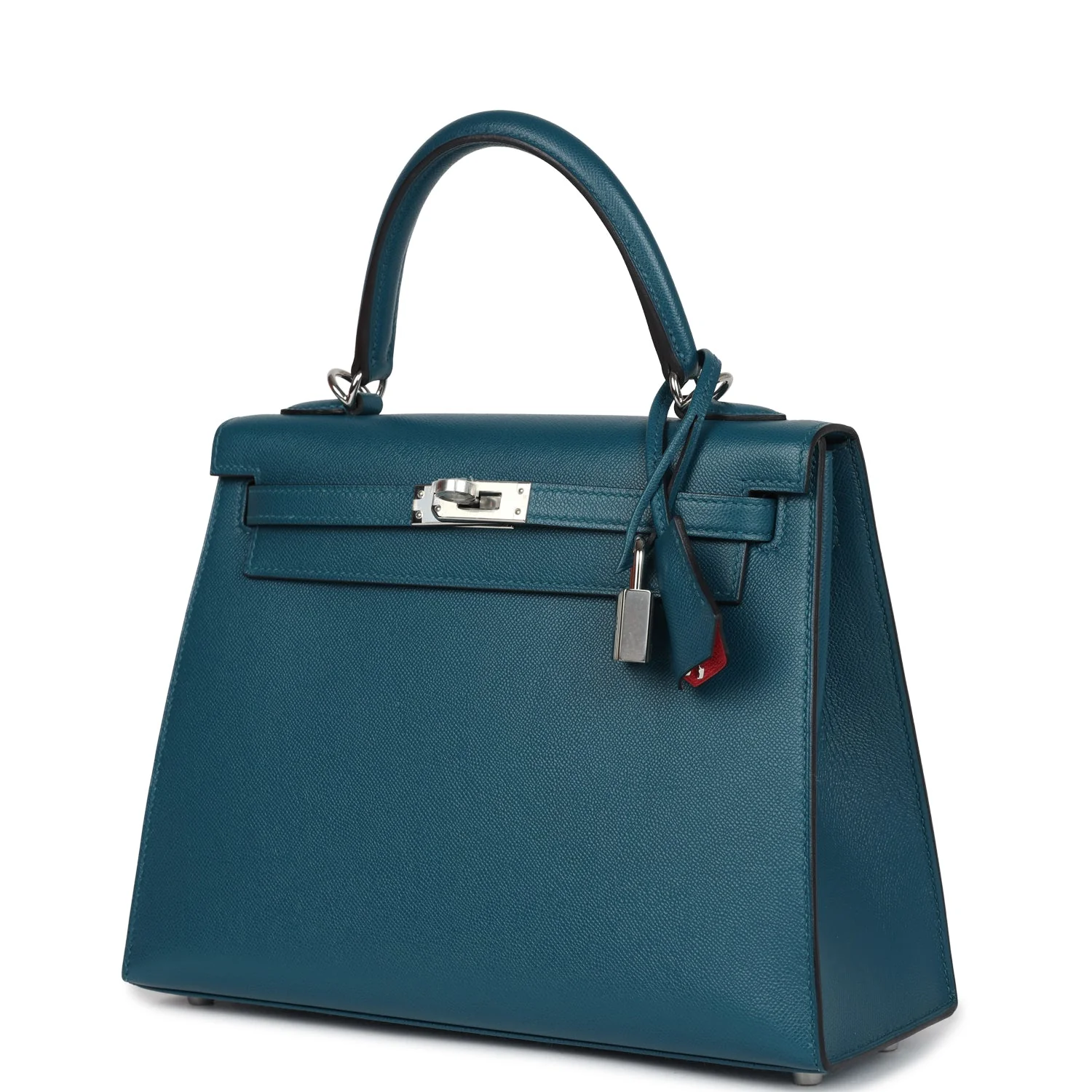 Replicate Hermes Kelly Sellier 25 Vert Bosphore Verso Madame Palladium Hardware(1:1 replica)