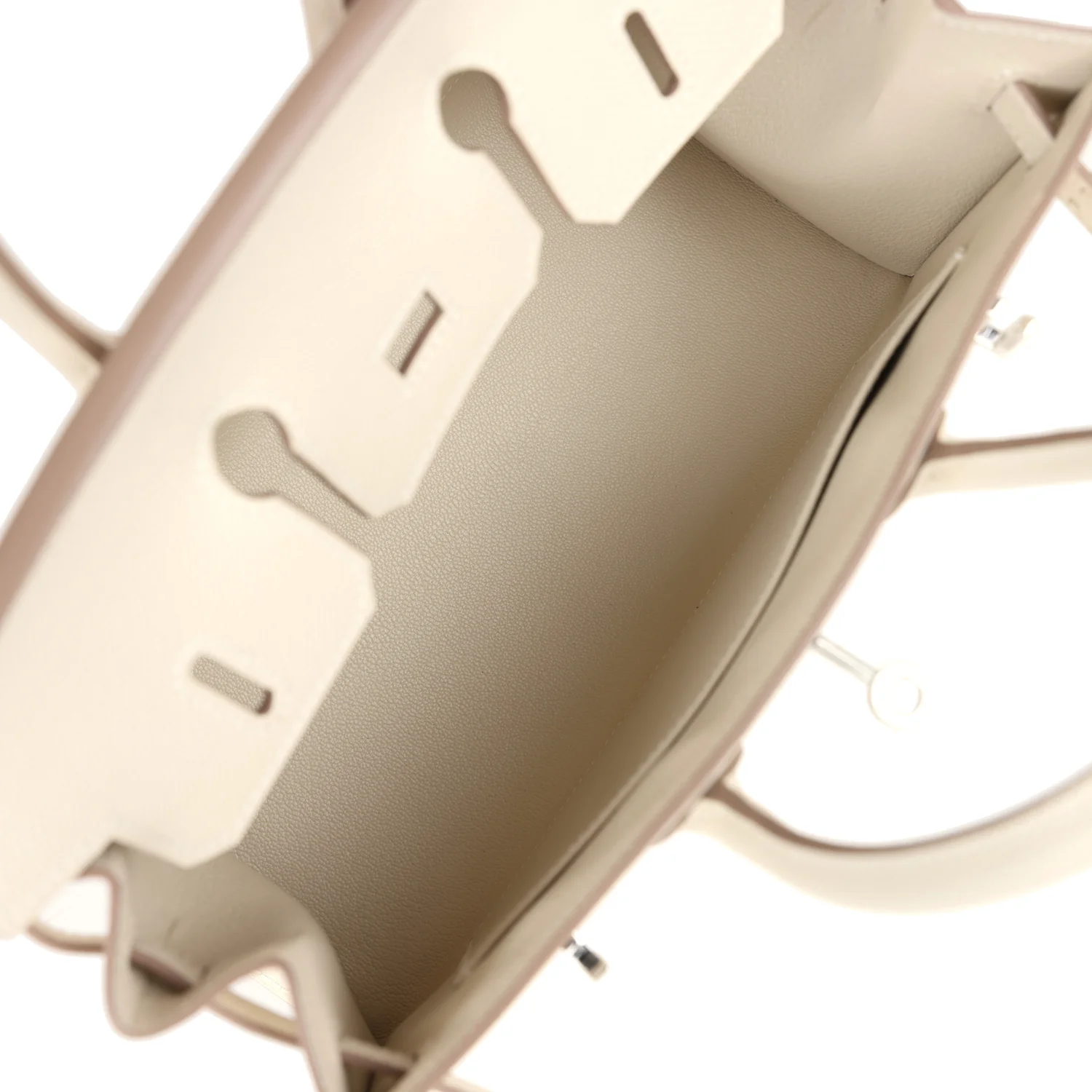 Replicate Hermes Birkin Sellier 25 Craie Epsom Palladium Hardware(1:1 replica)