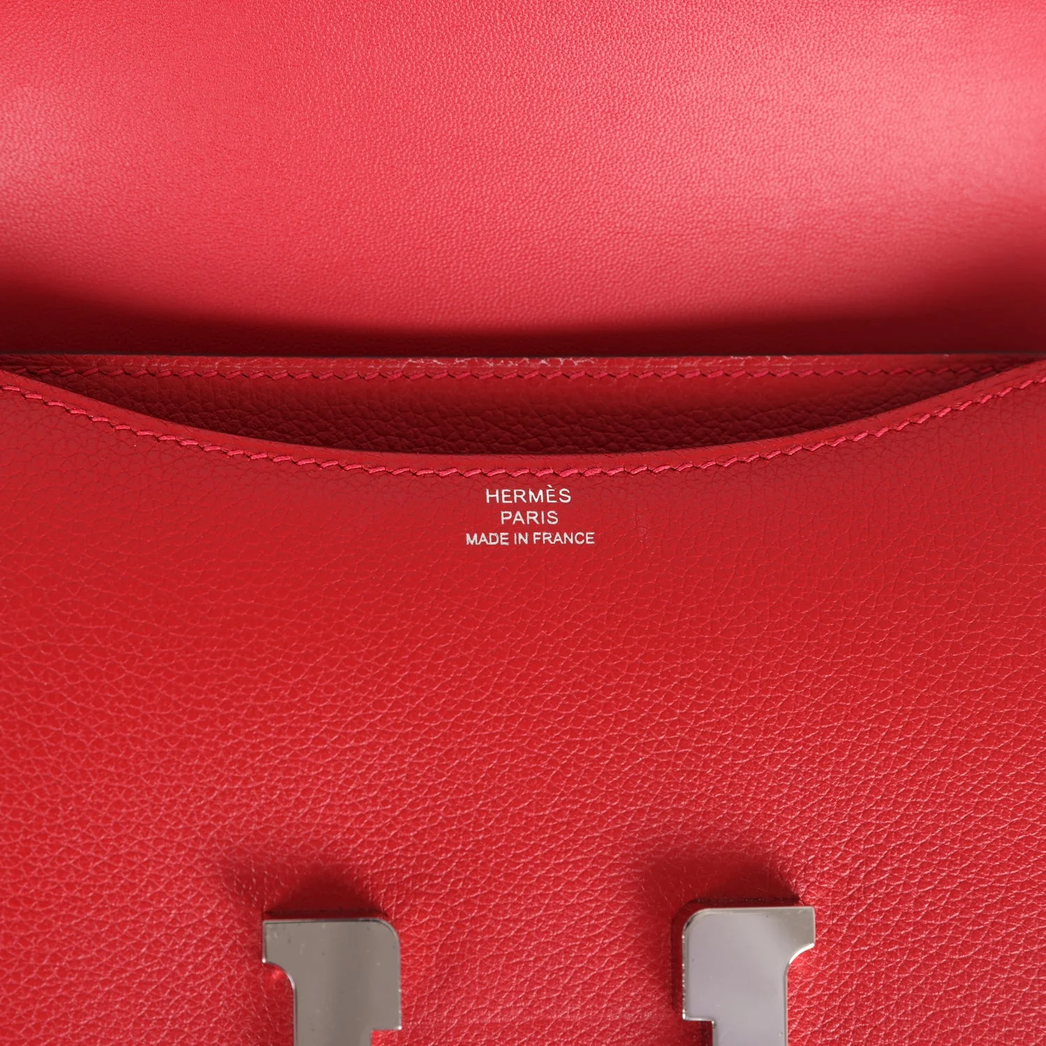 Replicate Hermes Constance 18 Rouge Casaque Evercolor Palladium Hardware(1:1 replica)