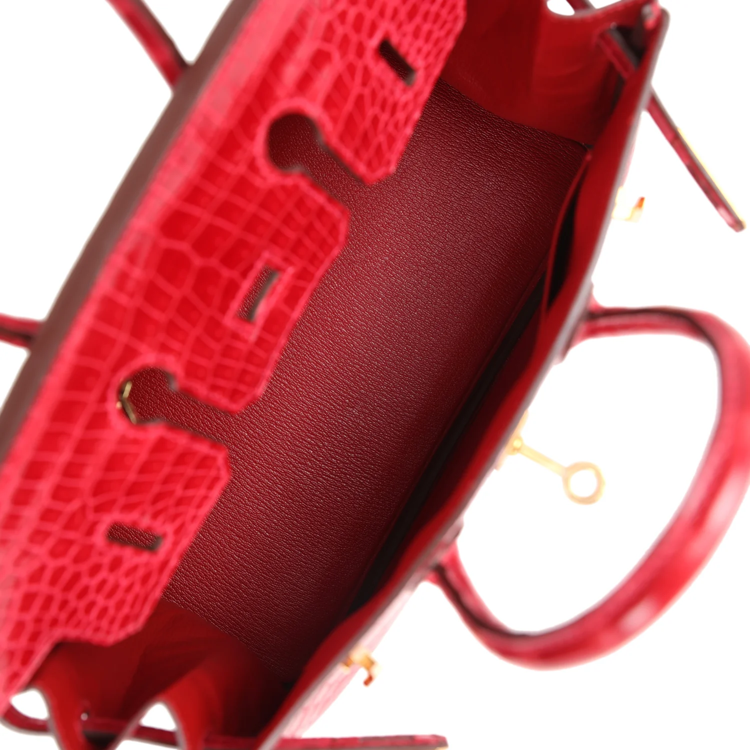 Replicate Hermes Birkin 25 Braise Shiny Porosus Crocodile Gold Hardware(1:1 replica)