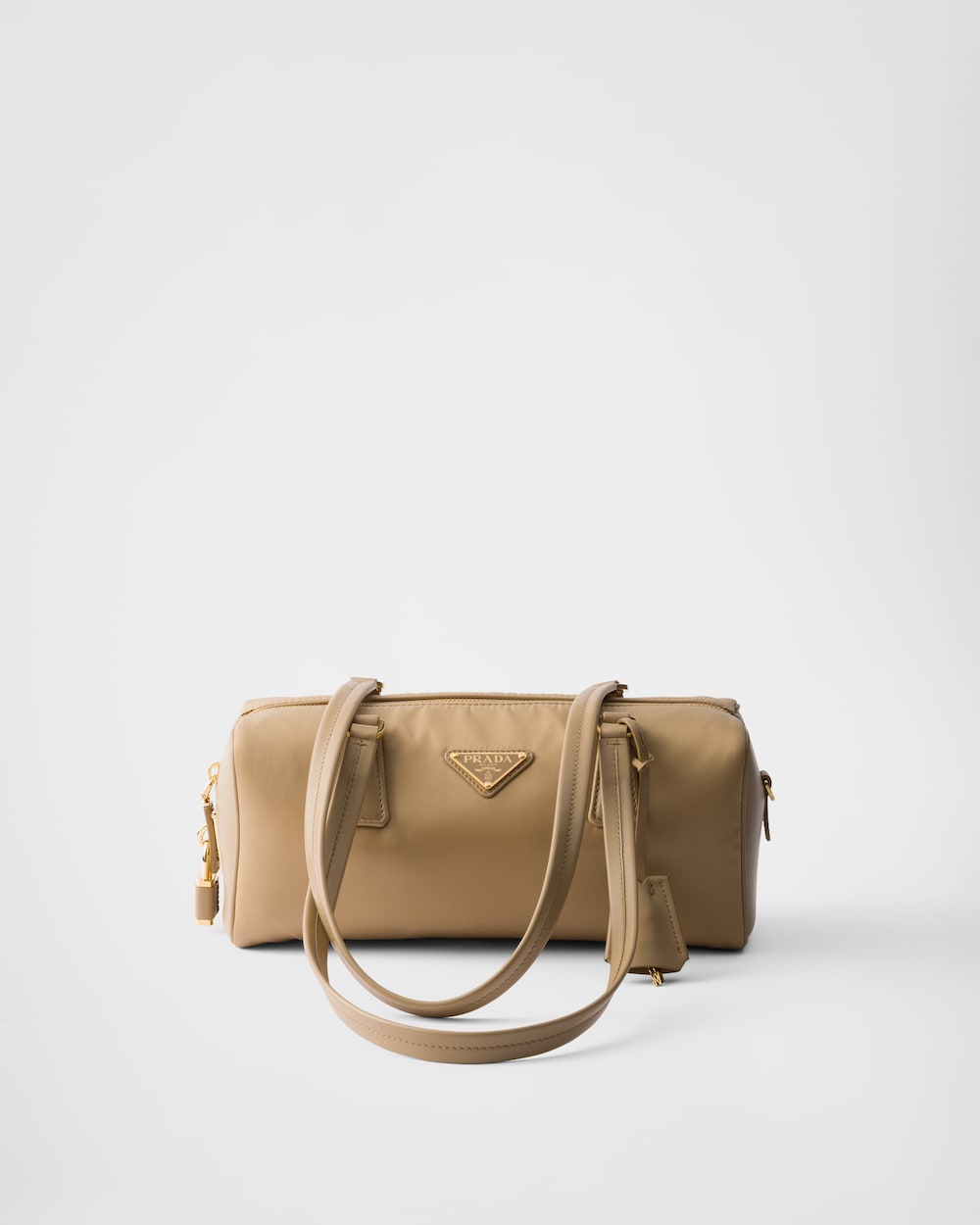 Replicate Re-Nylon and Leather Medium Top-Handle Bag With Padlock(1:1 replica)