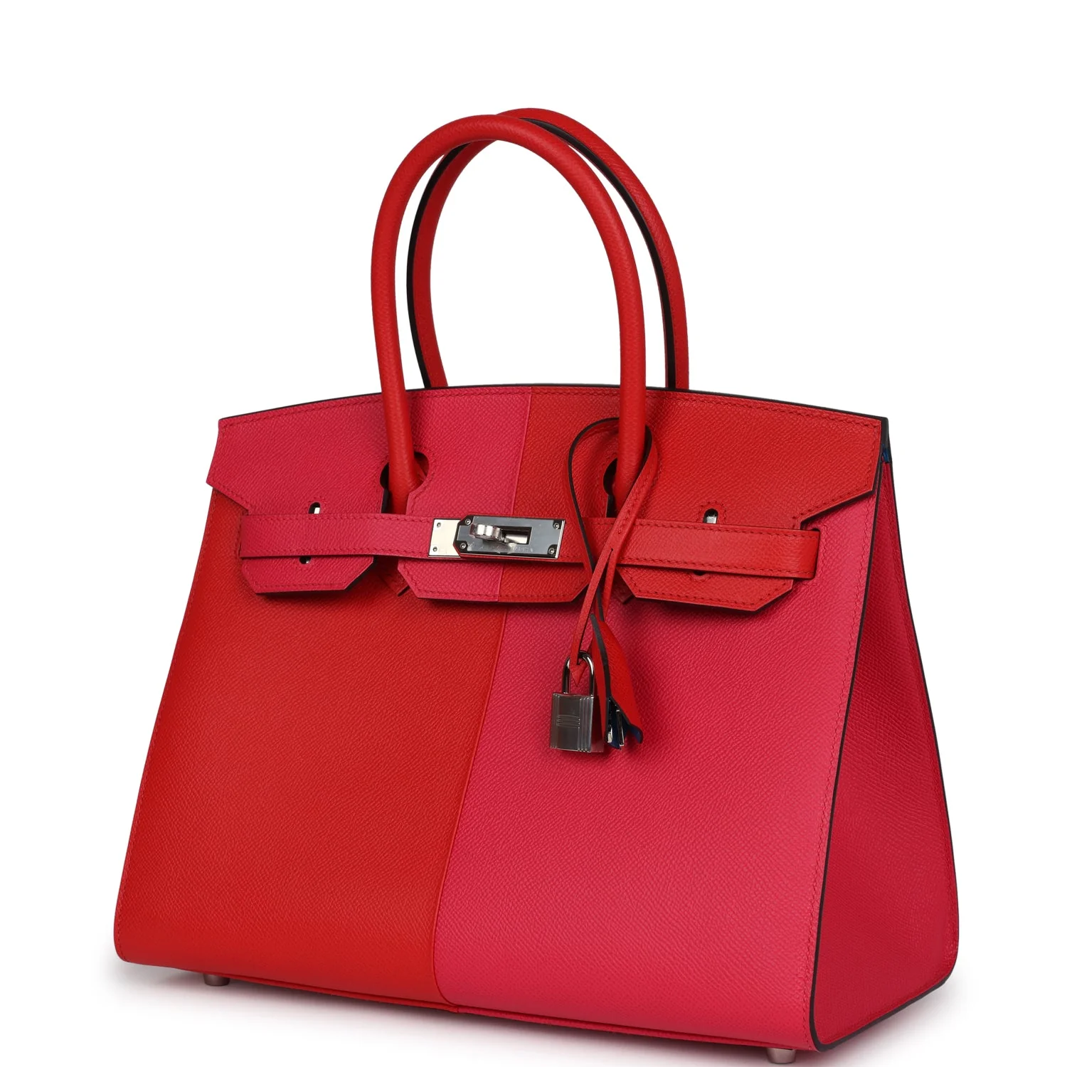 Replicate Hermes Casaque Birkin Sellier 30 Rouge De Coeur and Rose Extreme Epsom Palladium Hardware(1:1 replica)
