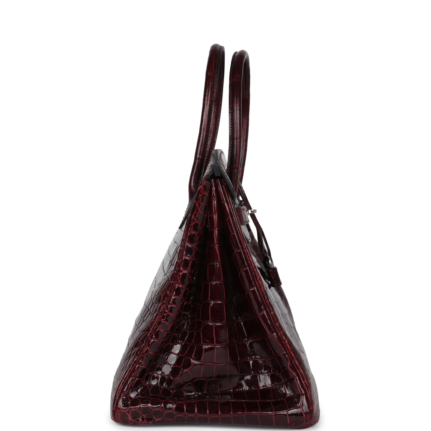 Replicate Hermes Birkin 35 Bordeaux Shiny Porosus Crocodile Palladium Hardware(1:1 replica)