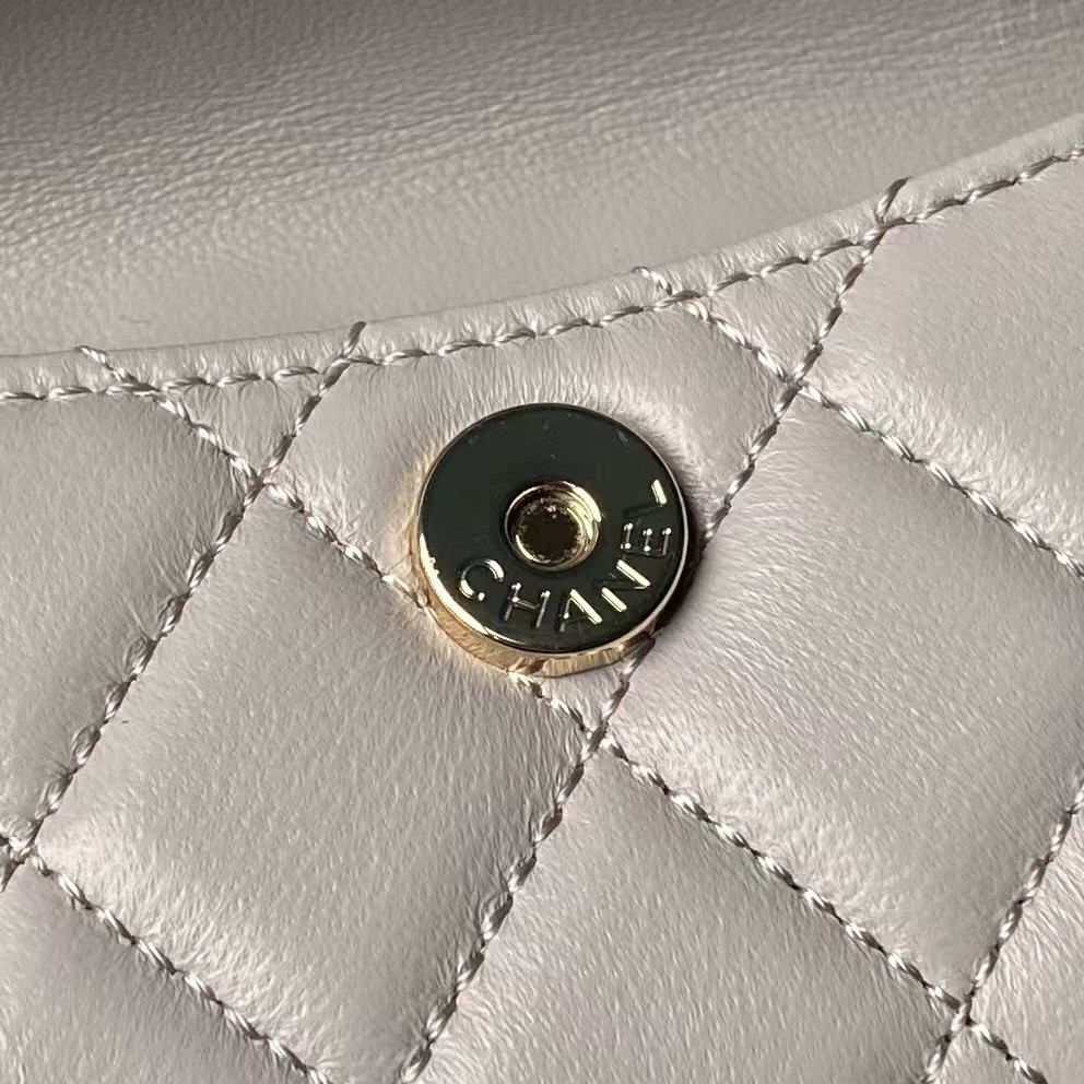 Replicate Chanel 24C AP3573 Mini Backpack Lambskin Gold Metal Grey(1:1 replica)