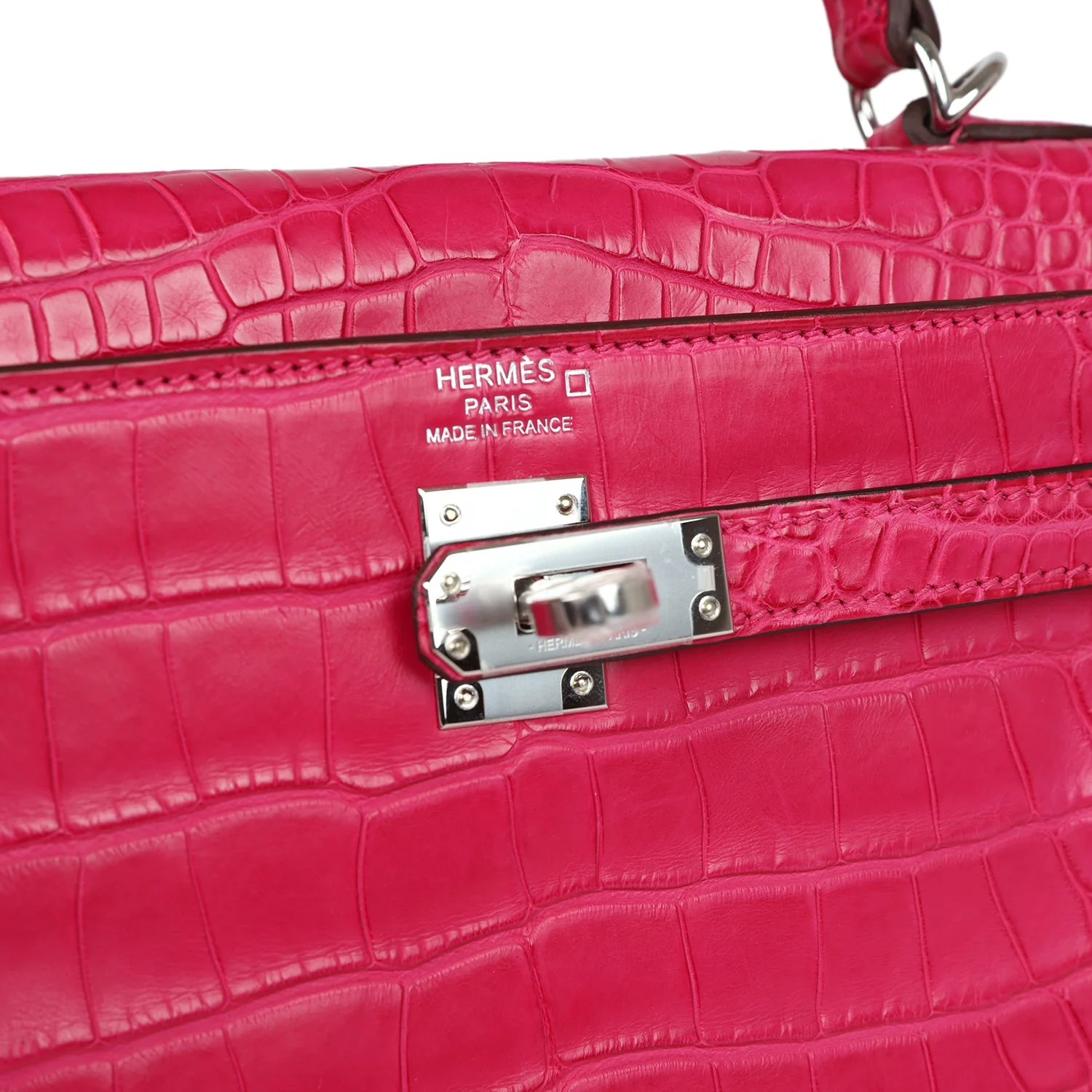 Replicate Hermes Kelly Retourne 25 Framboise Matte Alligator Palladium Hardware(1:1 replica)