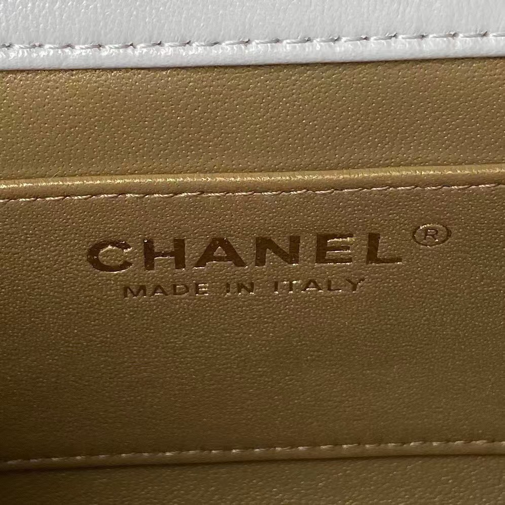 Replicate Chanel AS4861 Small Flap Bag Pearl Lambskin Faux Pearl   Gold Metal White(1:1 replica)