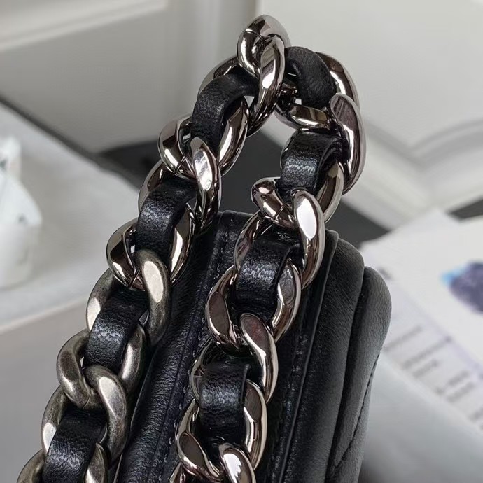Replicate Chanel 24C AS4638 19 Hobo Bag Black Lambskin Mixed Metal Hardware(1:1 replica)
