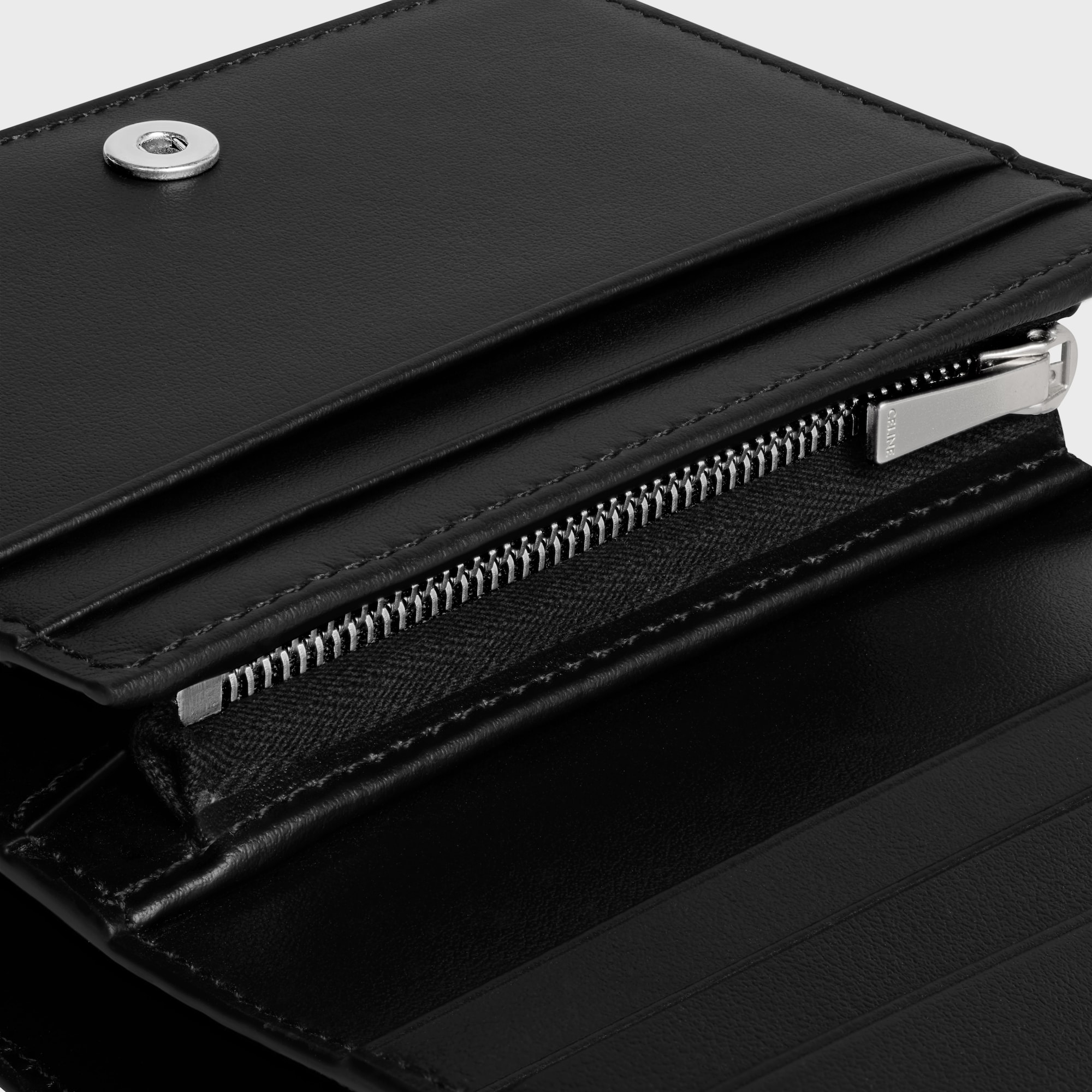 Replicate TRIOMPHE COMPACT WALLET IN SHINY CALFSKIN BLACK(1:1 replica)