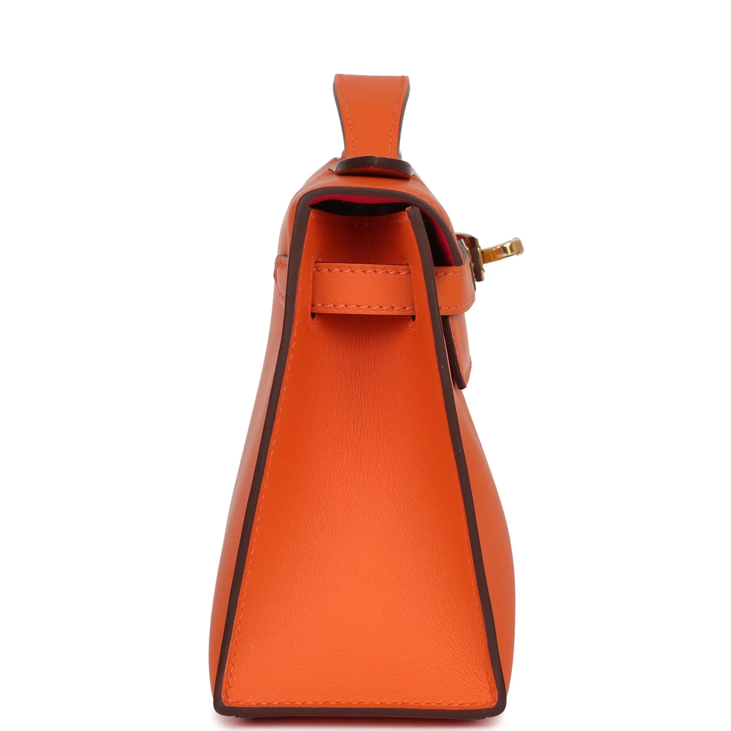 Replicate Hermes Special Order (HSS) Kelly Pochette Orange Verso Swift Gold Hardware(1:1 replica)