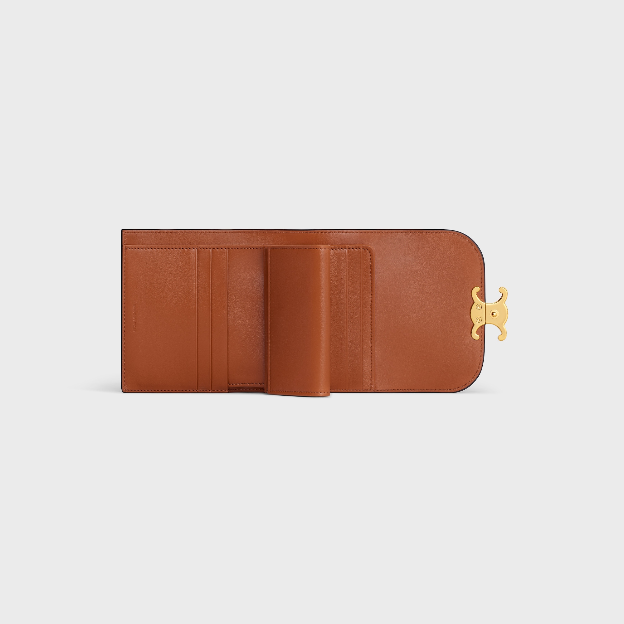 Replicate SMALL FLAP WALLET TRIOMPHE IN TEXTILE AND CALFSKIN NATURAL / TAN(1:1 replica)