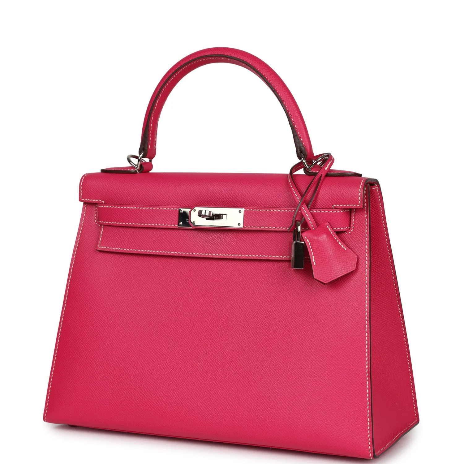 Replicate Hermes Kelly Sellier 28 Rose Tyrien Epsom Palladium Hardware(1:1 replica)