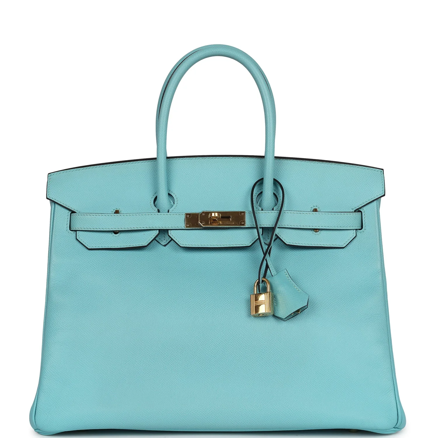 Replicate Hermes Birkin 35 Bleu Atoll Epsom Gold Hardware(1:1 replica)