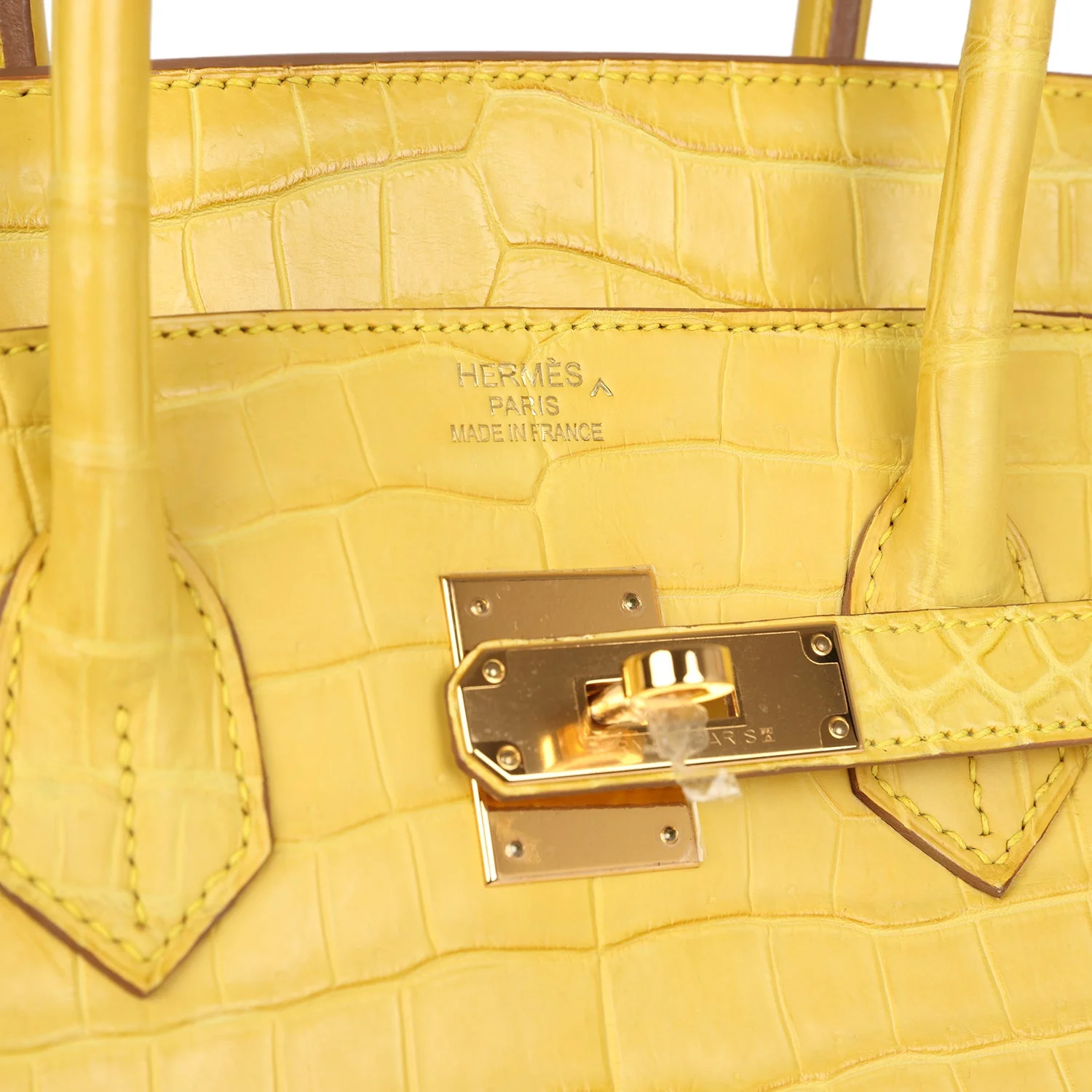 Replicate Hermes Birkin 35 Mimosa Matte Porosus Crocodile Gold Hardware(1:1 replica)