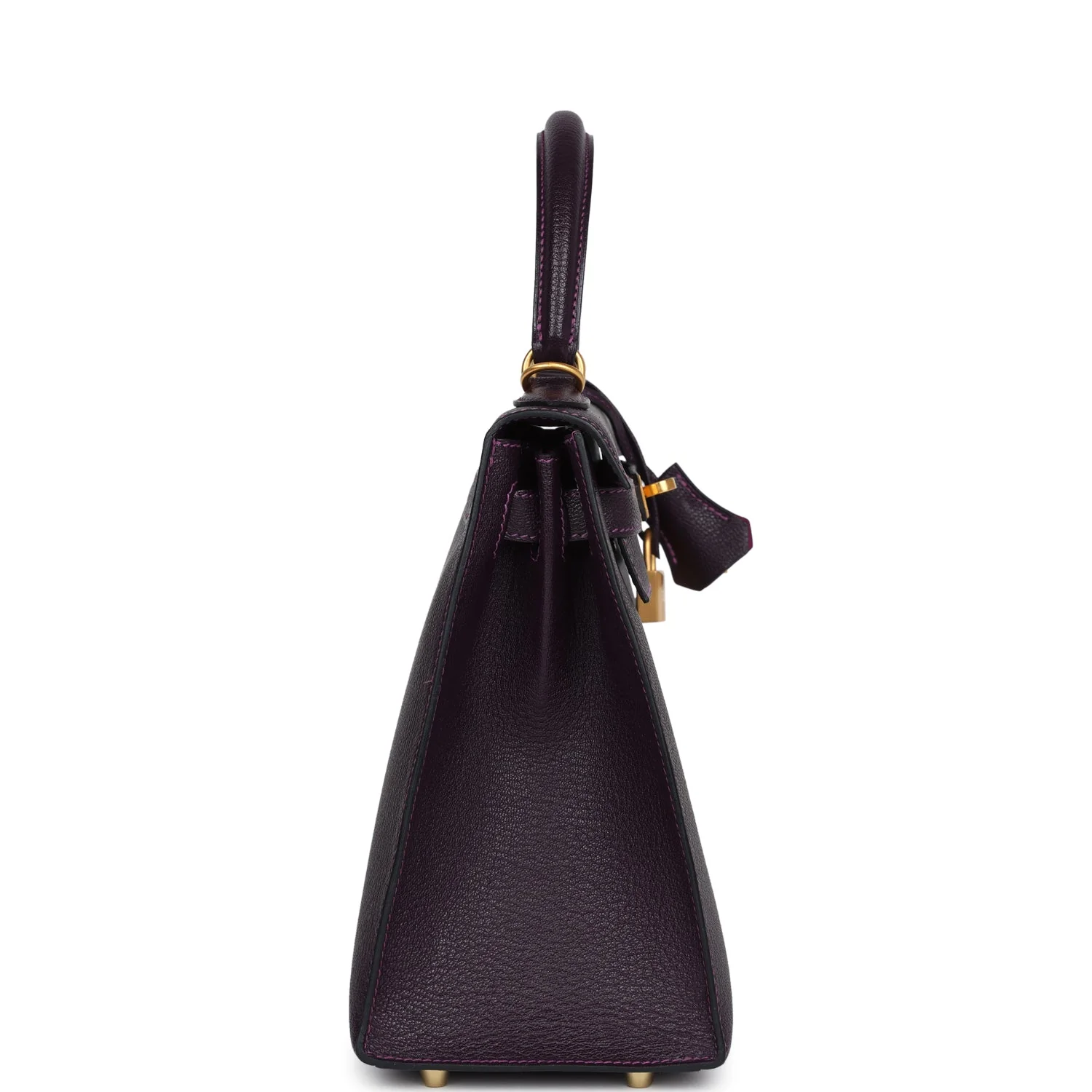 Replicate Hermes Special Order (HSS) Kelly Sellier 28 Raisin Verso Chevre Brushed Gold Hardware(1:1 replica)