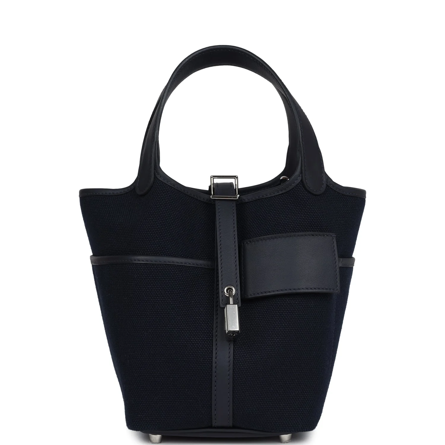 Replicate Hermes Picotin Cargo 18 Caban Swift and Black Toile Canvas Palladium Hardware(1:1 replica)