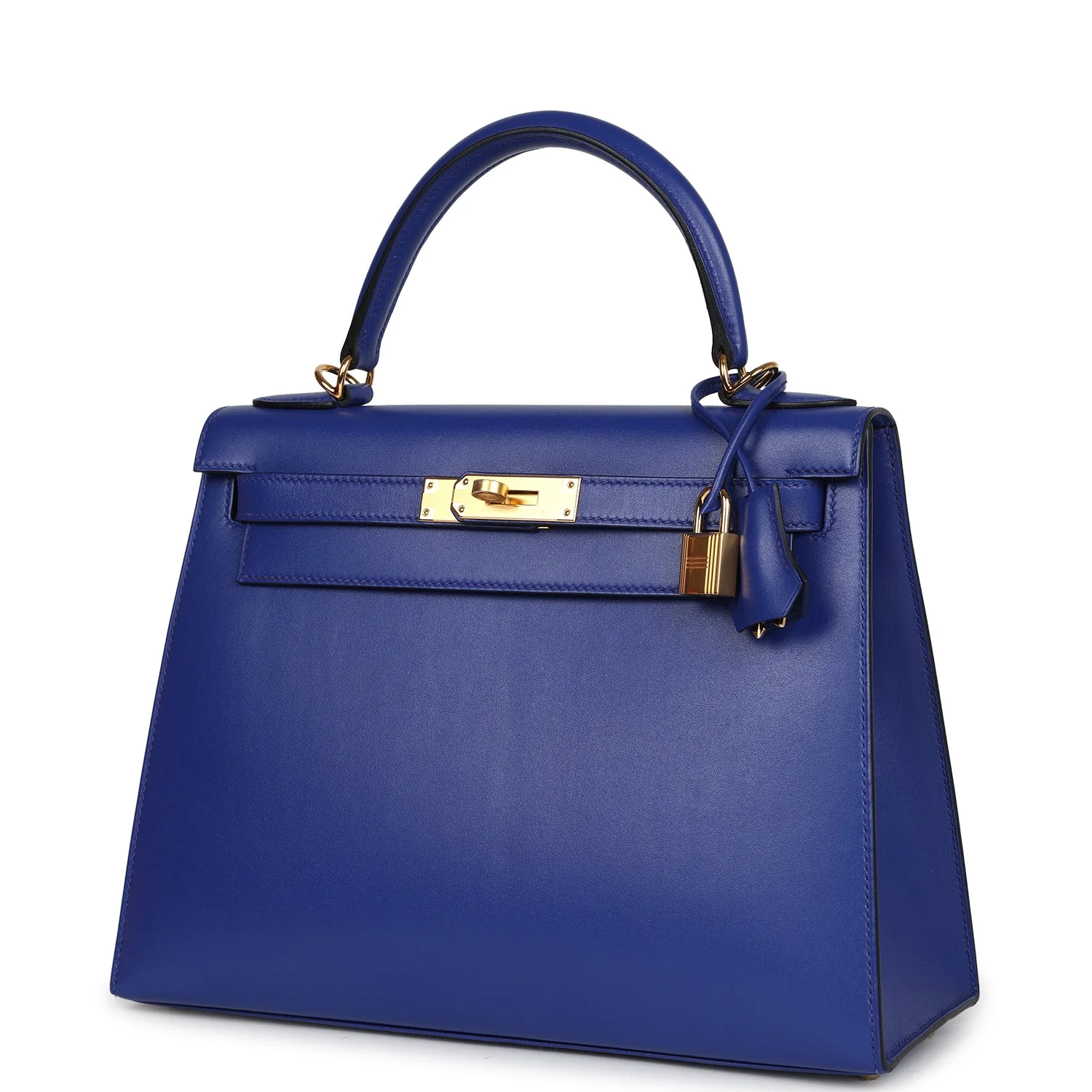 Replicate Hermes Kelly Sellier 28 Bleu Electric Tadelakt Gold Hardware(1:1 replica)