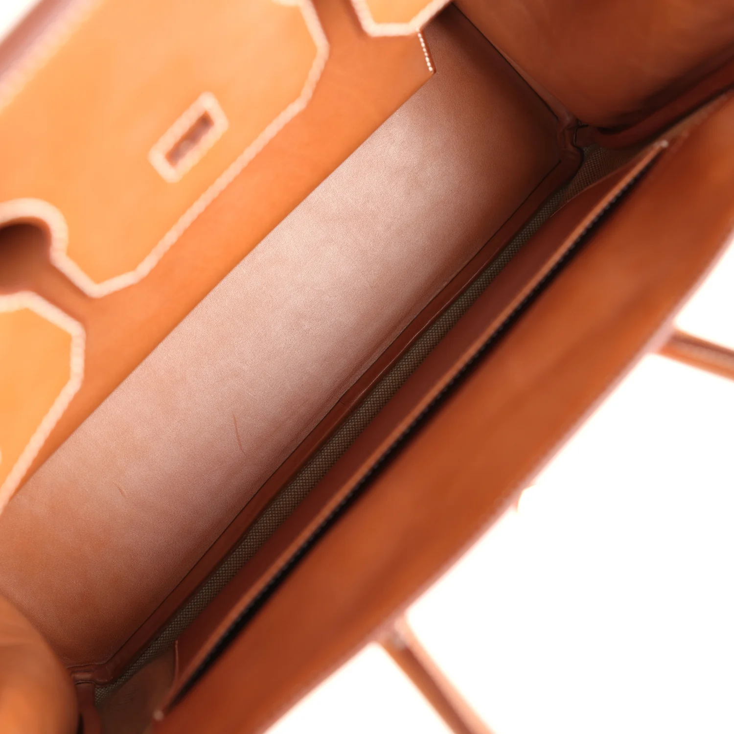 Replicate Hermes Birkin 35 Flag Ficelle and Paprika Toile H and Fauve Barenia Permabrass Hardware(1:1 replica)