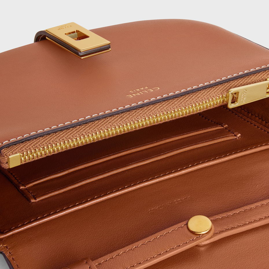 Replicate SMALL 16 WALLET ON CHAIN IN SHINY CALFSKIN TAN(1:1 replica)