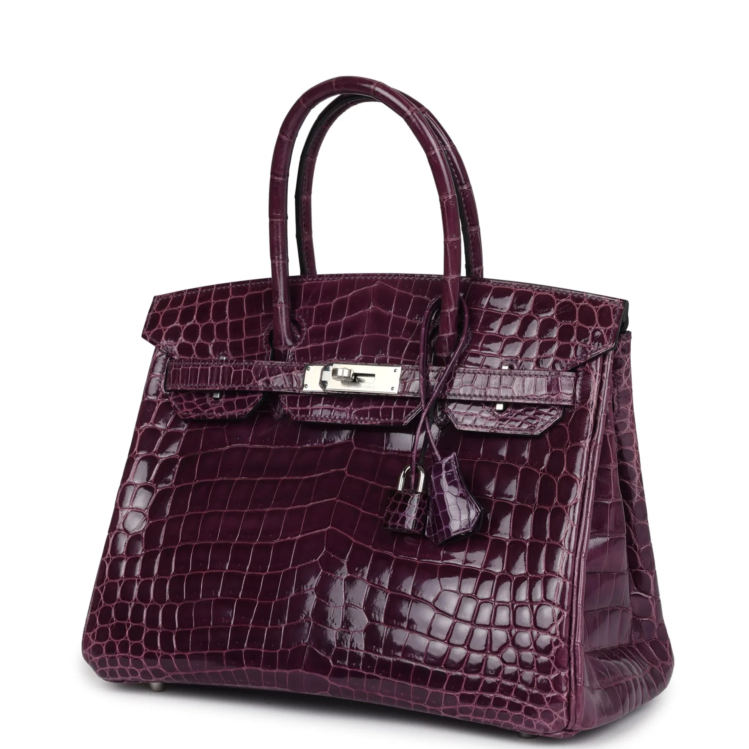 Replicate Hermes Birkin 30 Amethyst Shiny Niloticus Crocodile Palladium Hardware(1:1 replica)