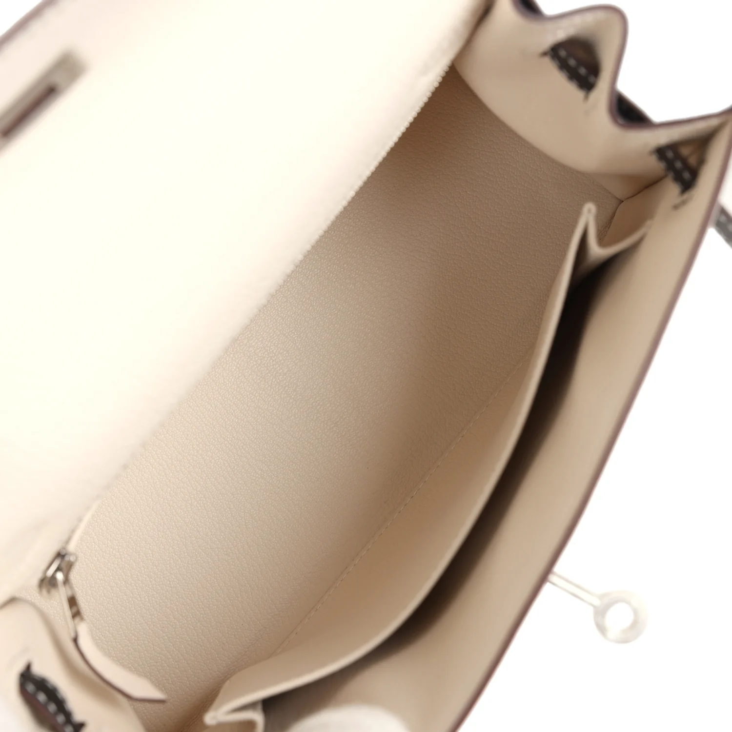 Replicate Hermes Special Order (HSS) Kelly Sellier 25 Nata and Black Chevre Mysore Brushed Palladium Hardware(1:1 replica)