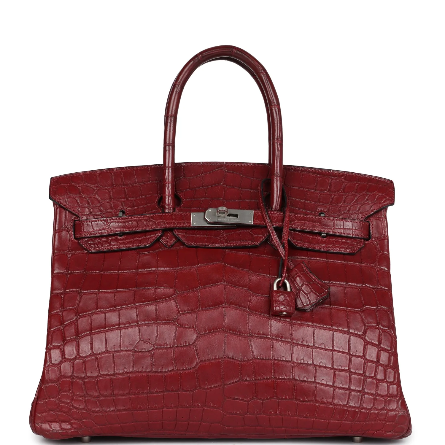 Replicate Vintage Hermes Travel Birkin 35 Rouge H Niloticus Crocodile Brushed Palladium Hardware(1:1 replica)